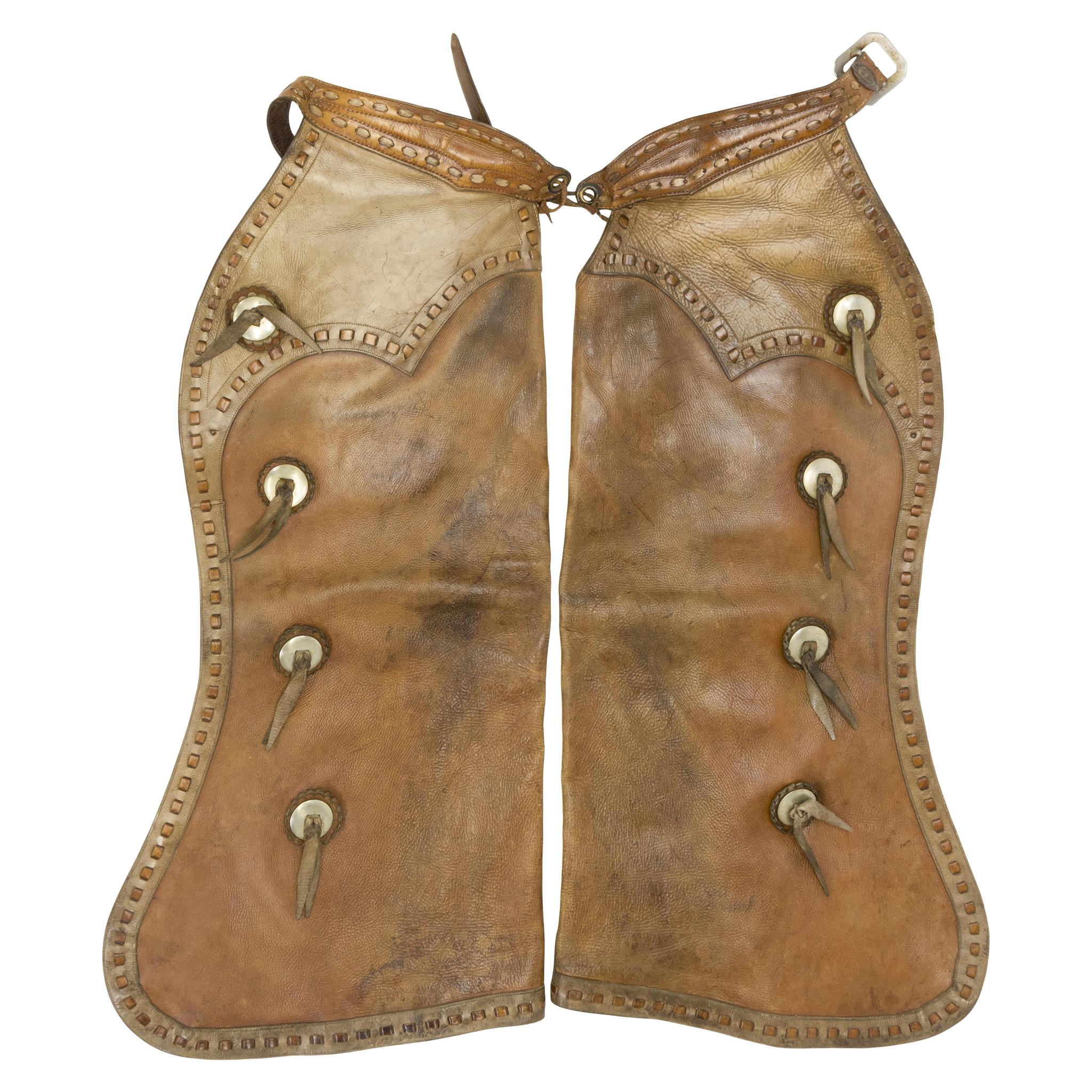 20th Century Vintage Leather Heiser Batwing Chaps For Sale