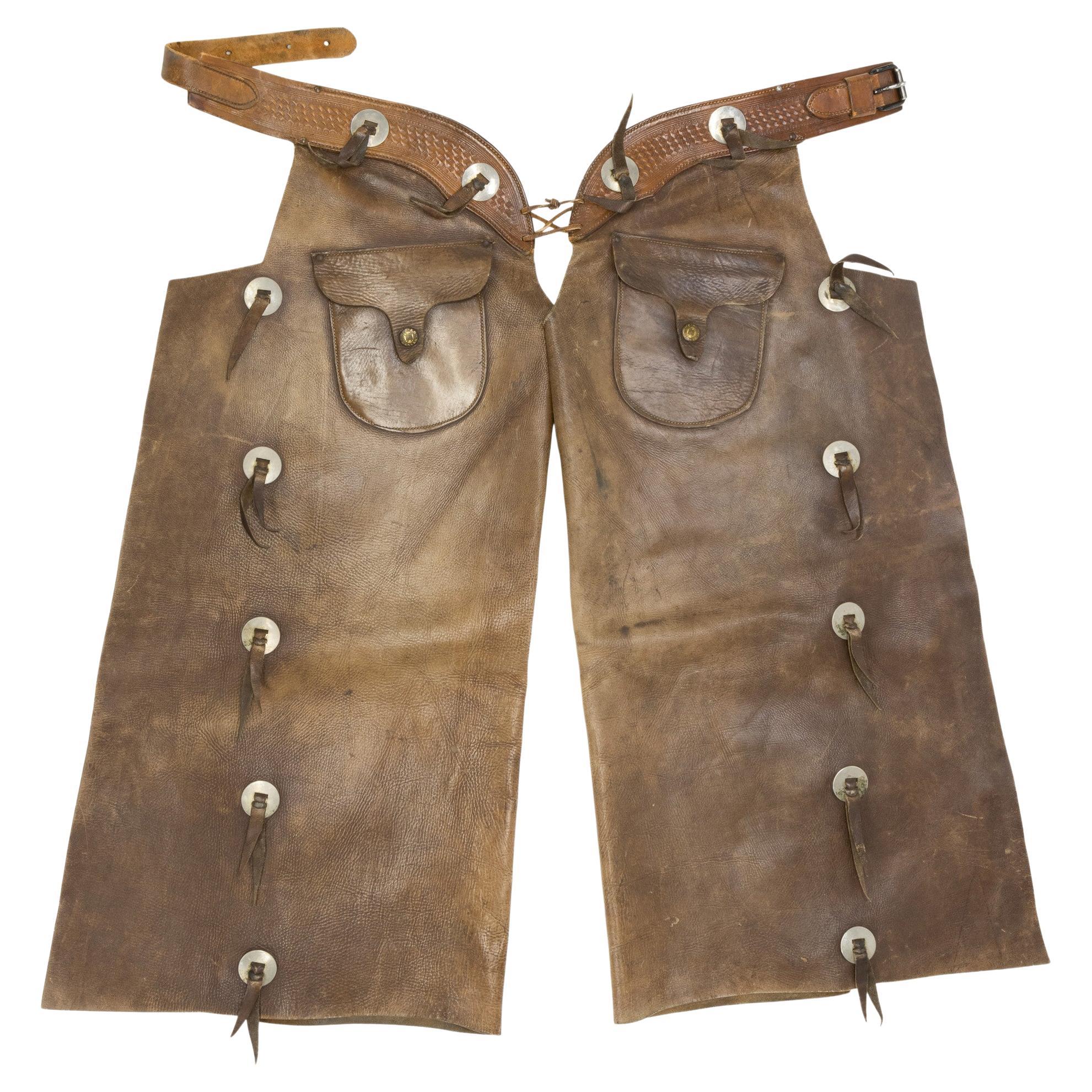 Vintage Leather Heiser Batwing Chaps For Sale