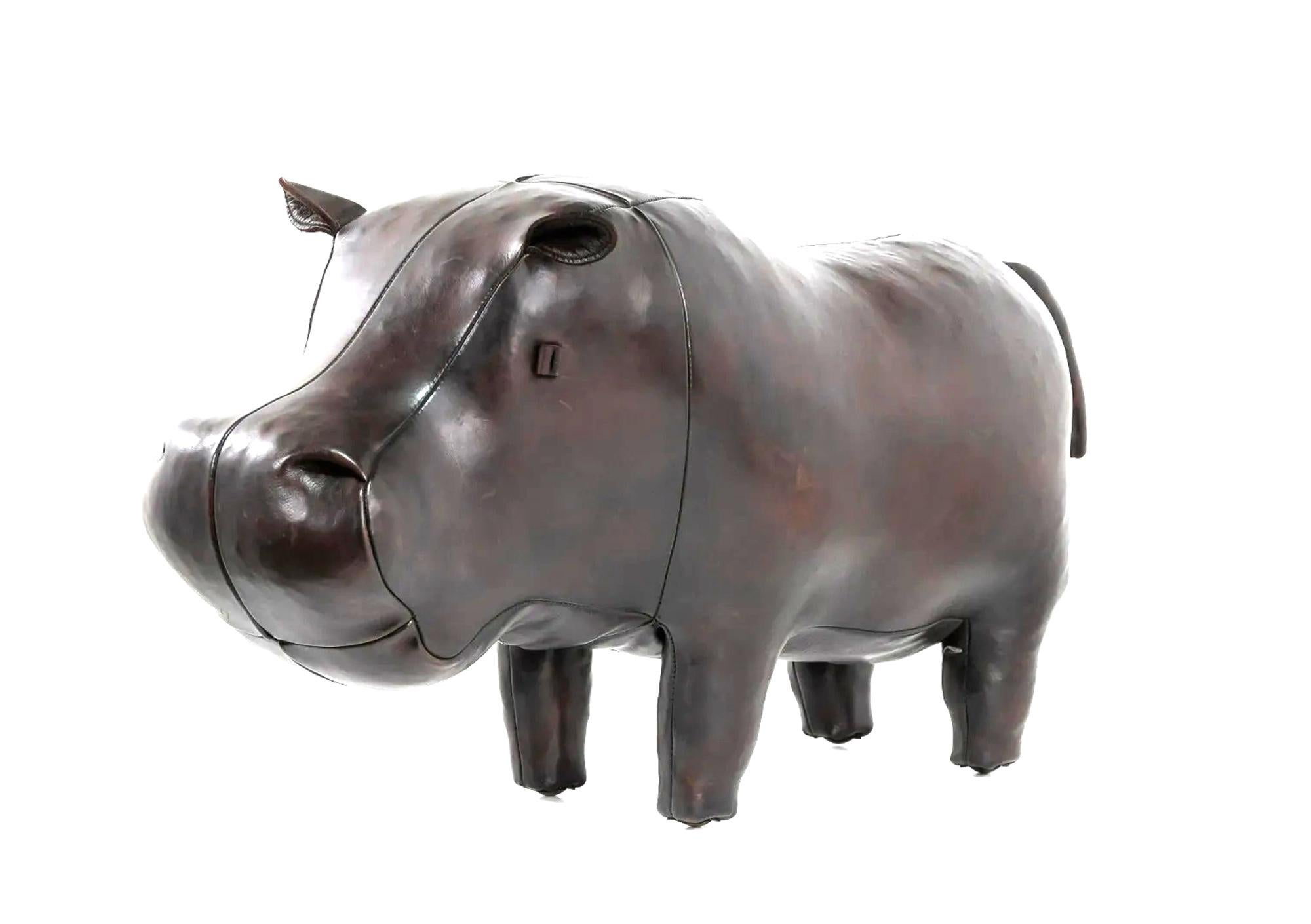 Mid-Century Modern Vintage Leather Hippo by Dmitri Omersa for Abercrombie & Fitch