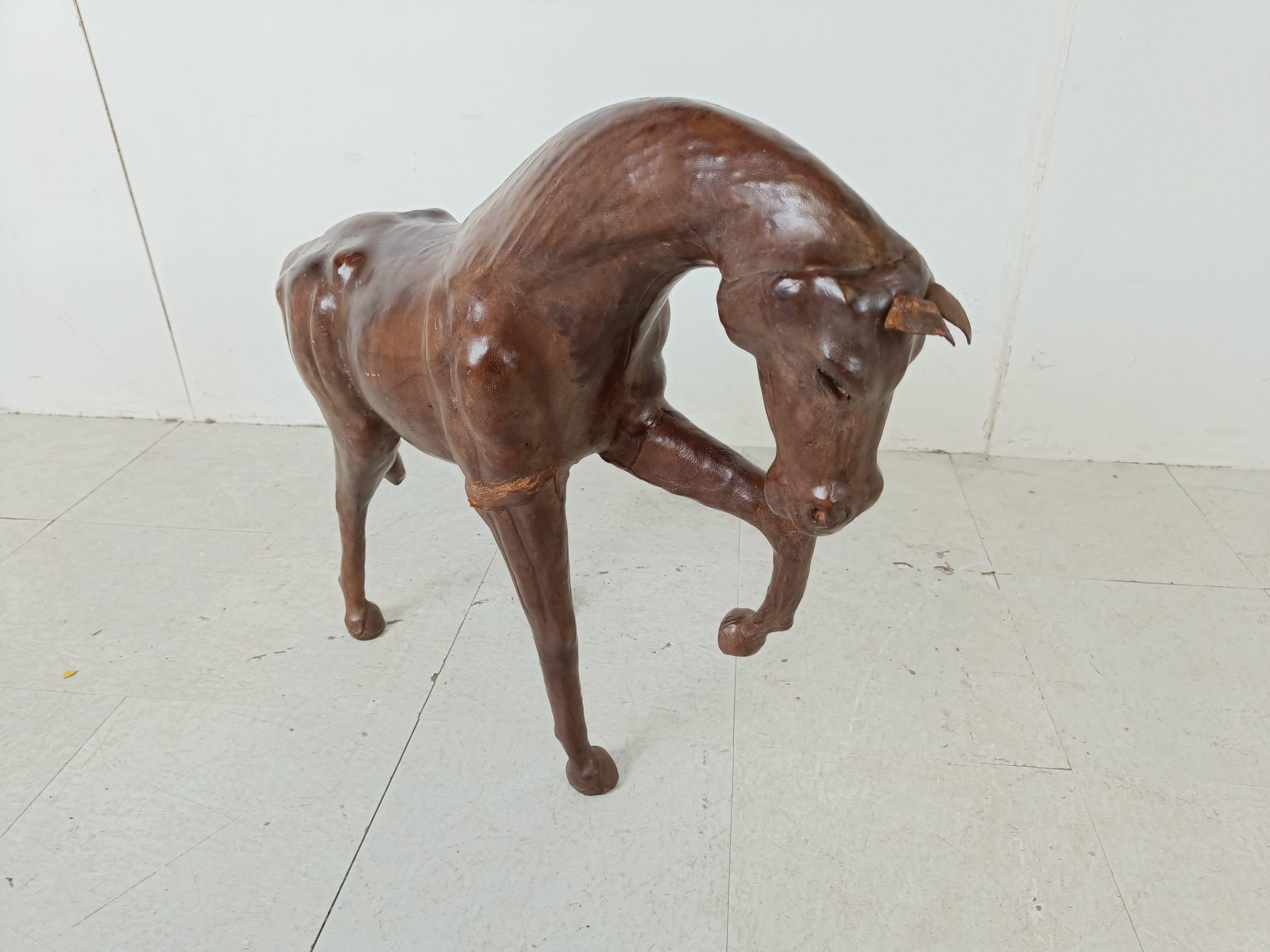 Mid-Century Modern Vintage leather Horse figure, 1960s For Sale
