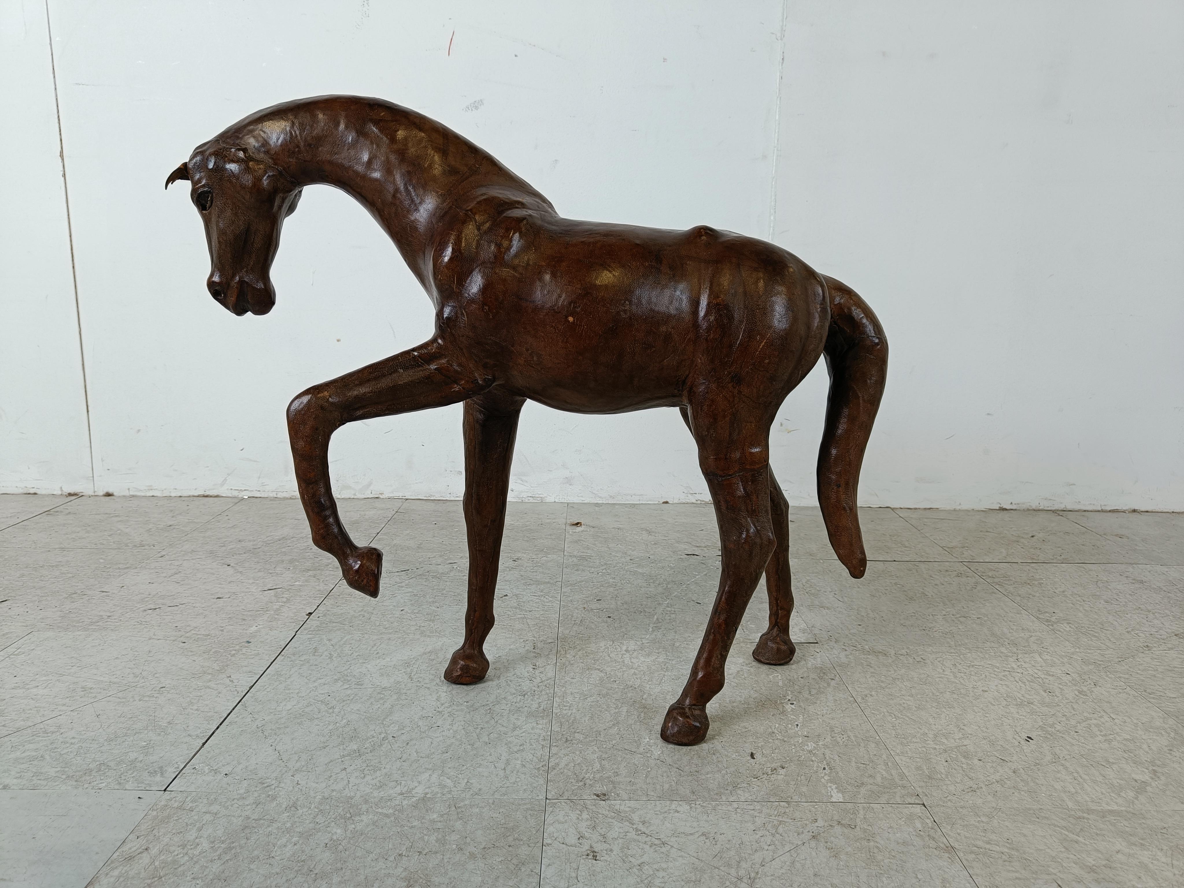Cuir Figure de cheval vintage en cuir, années 1960 en vente