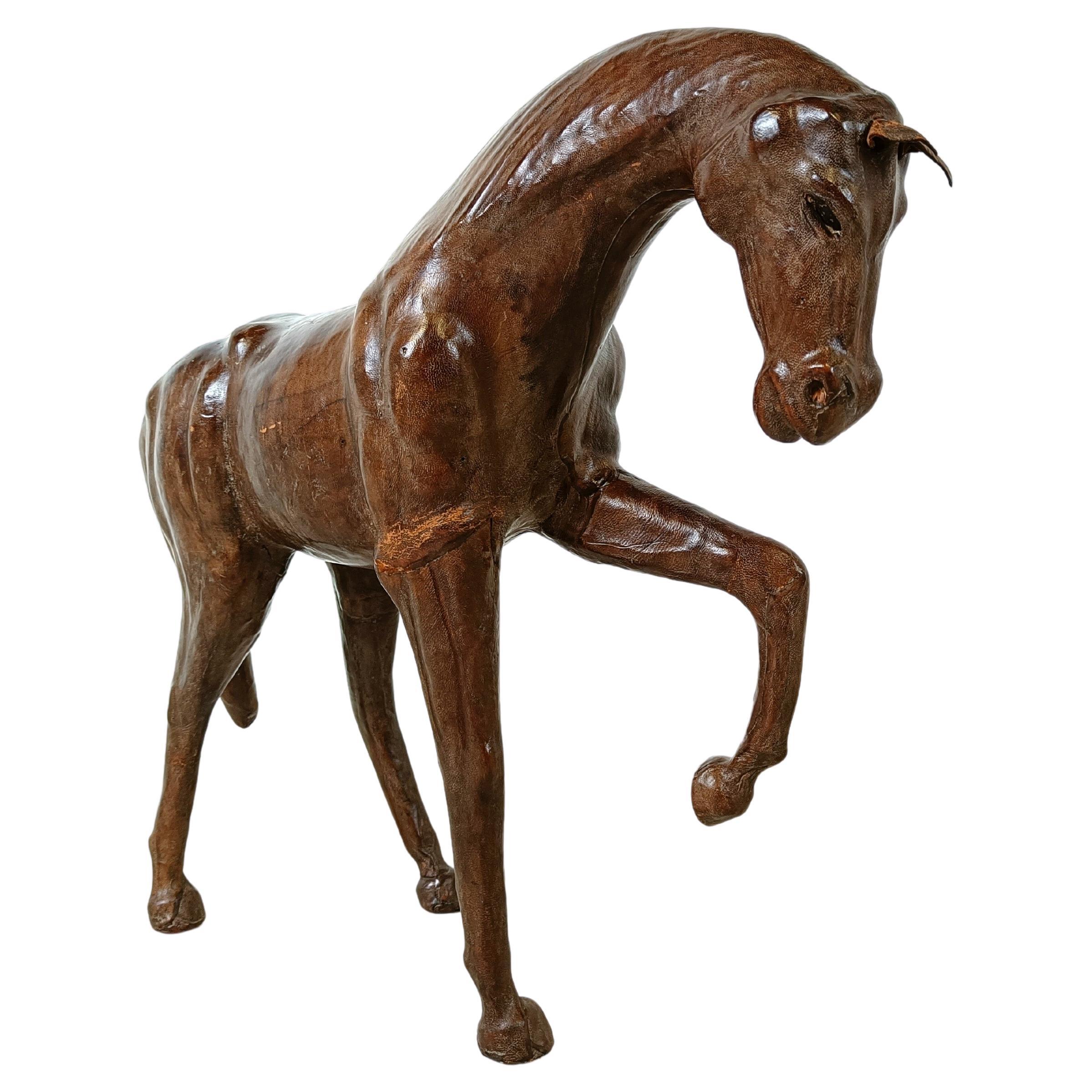 Figure de cheval vintage en cuir, années 1960
