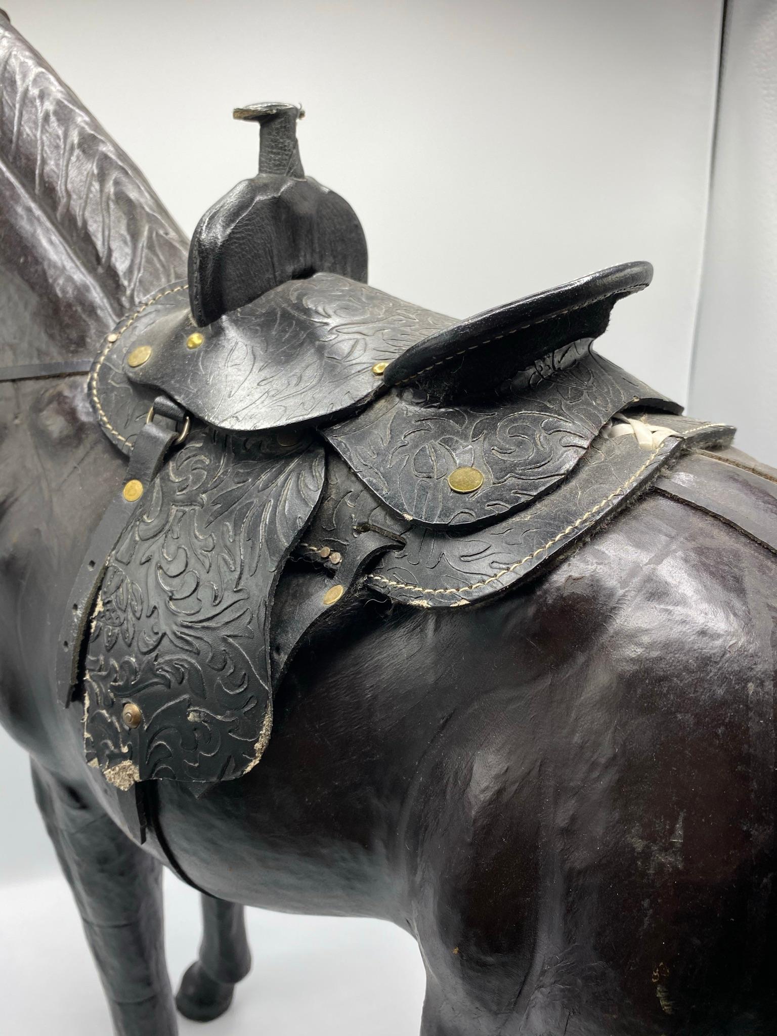 Vintage Leather Horse Figurine 3