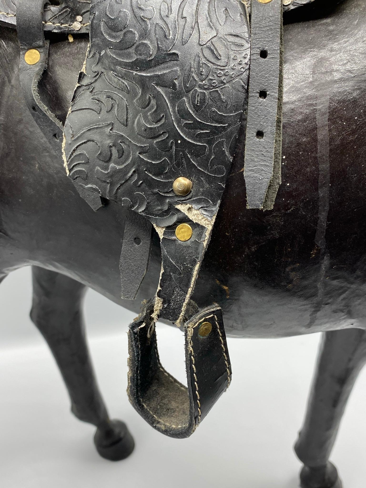 Vintage Leather Horse Figurine For Sale at 1stDibs leather horse