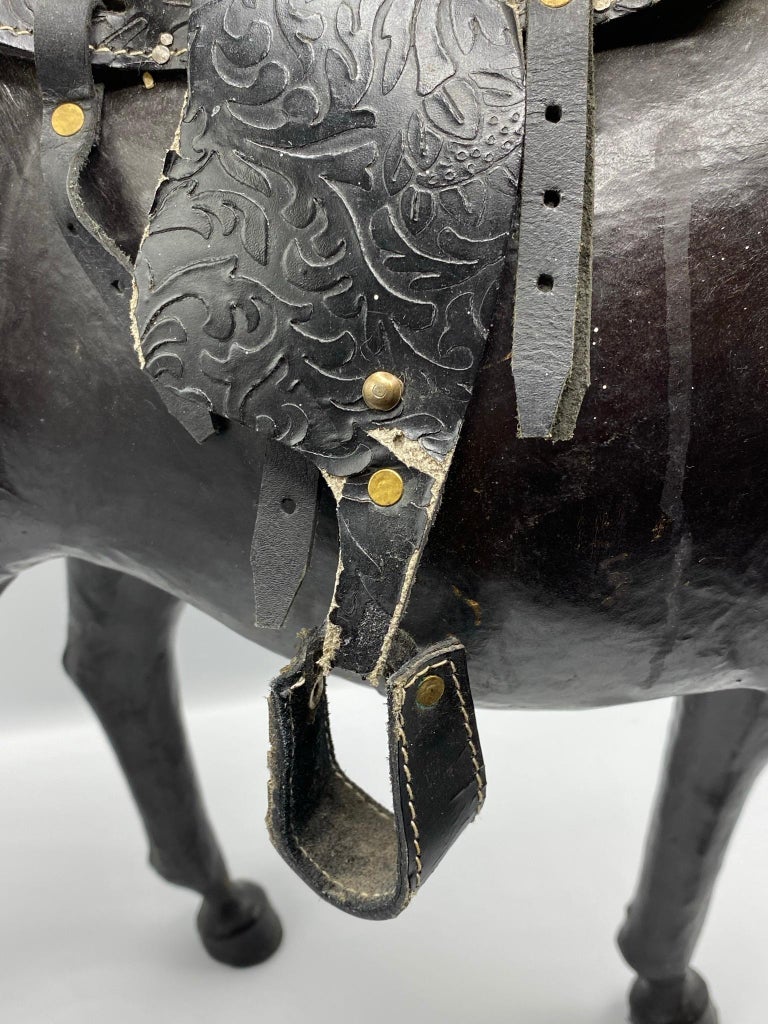 Vintage Leather Horse Figurine For Sale at 1stDibs leather horse