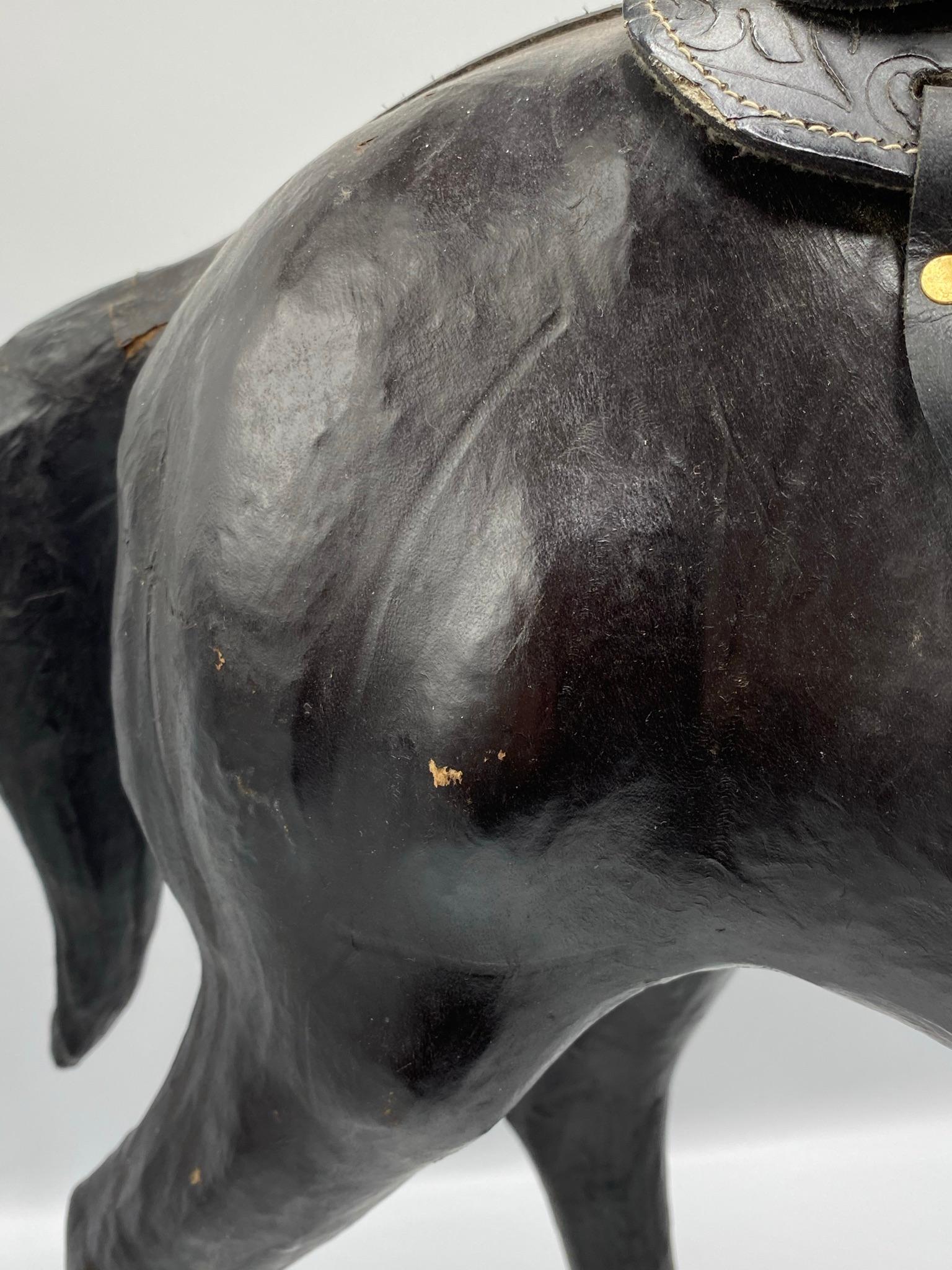 Embossed Vintage Leather Horse Figurine