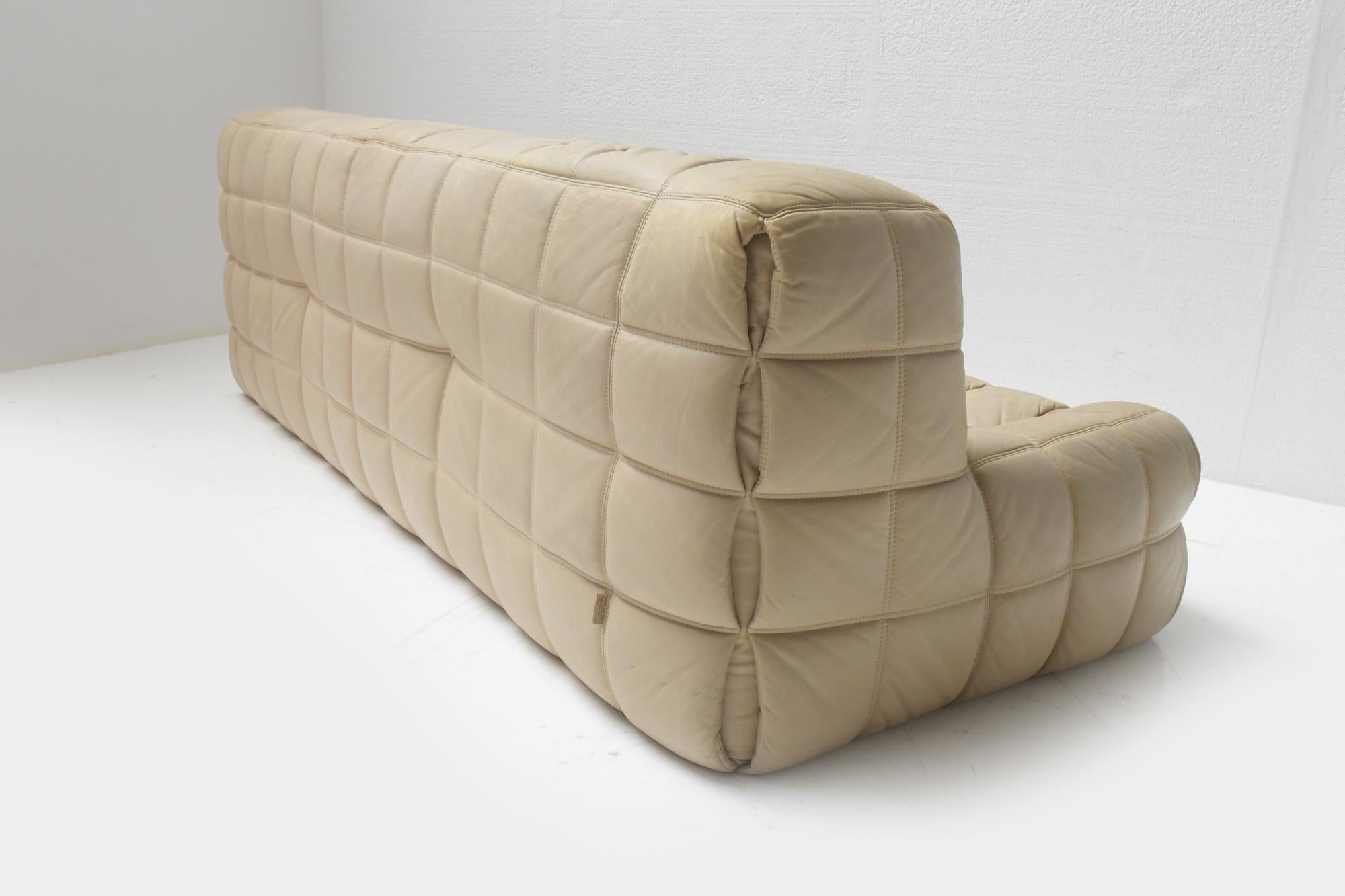 Vintage Leather Kashima Sofa in Cream Leather by Michel Ducaroy for Ligne Roset 7