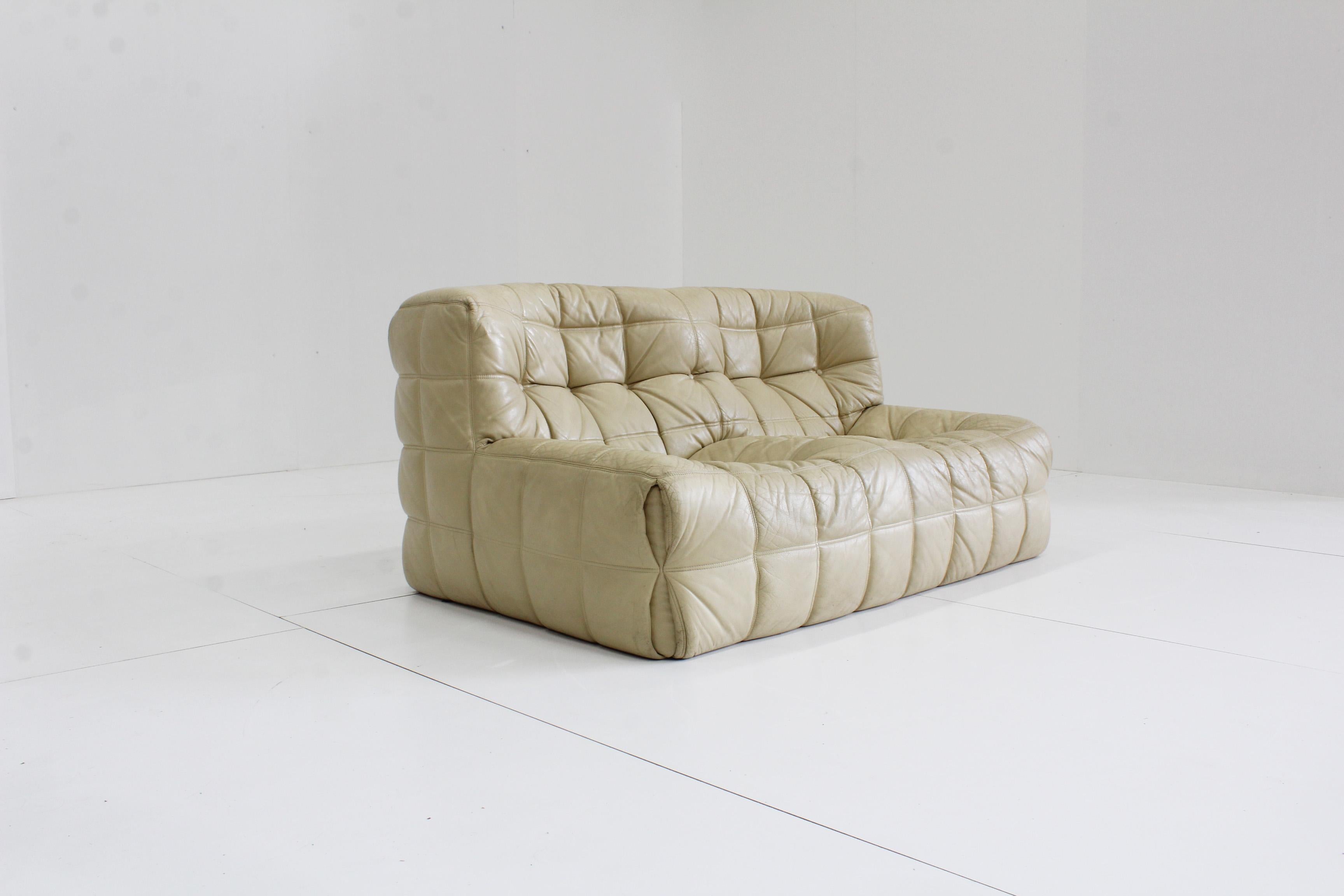 Vintage leather Kashima sofa Ligne Roset by Michel Ducaroy 2