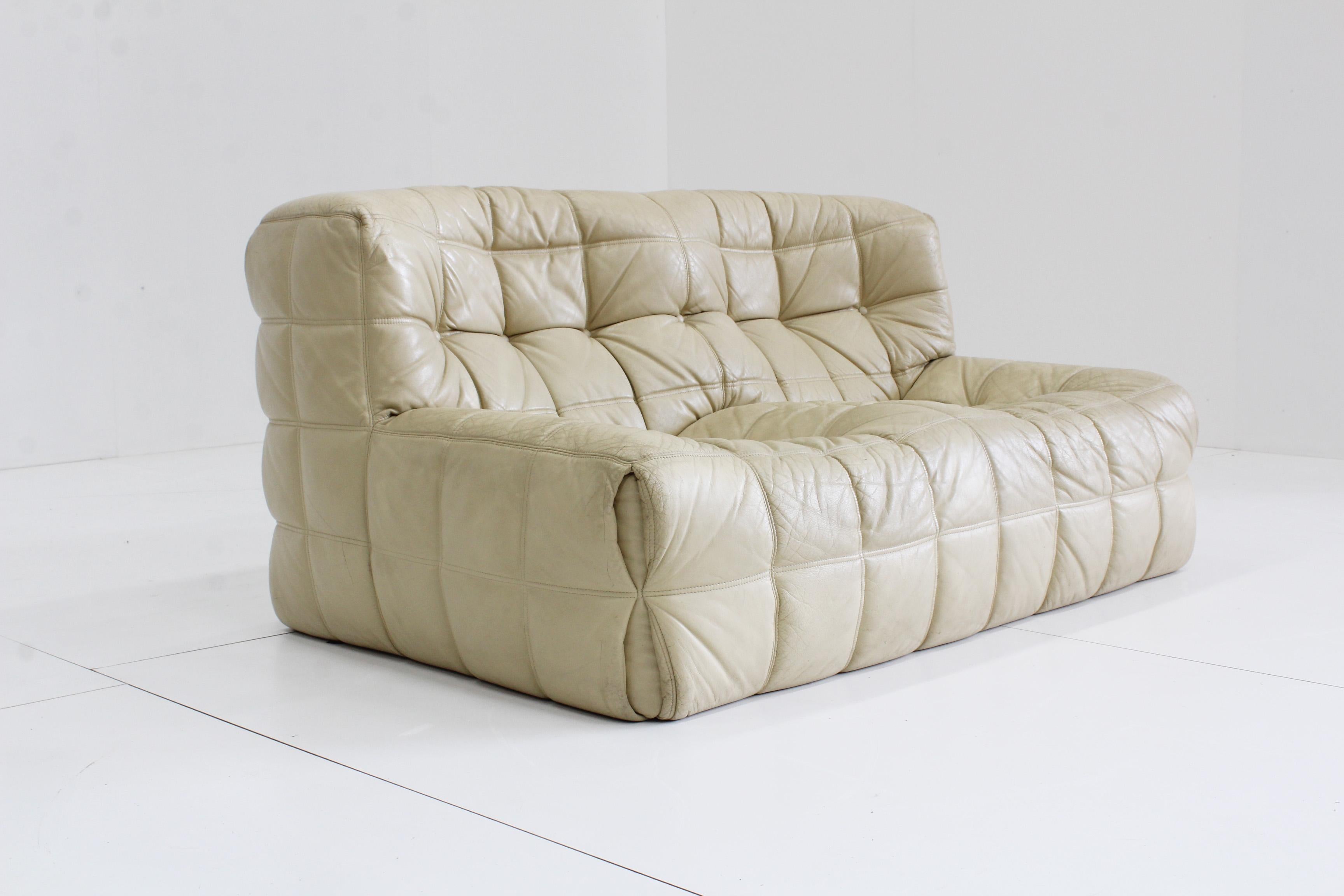 Vintage leather Kashima sofa Ligne Roset by Michel Ducaroy 3