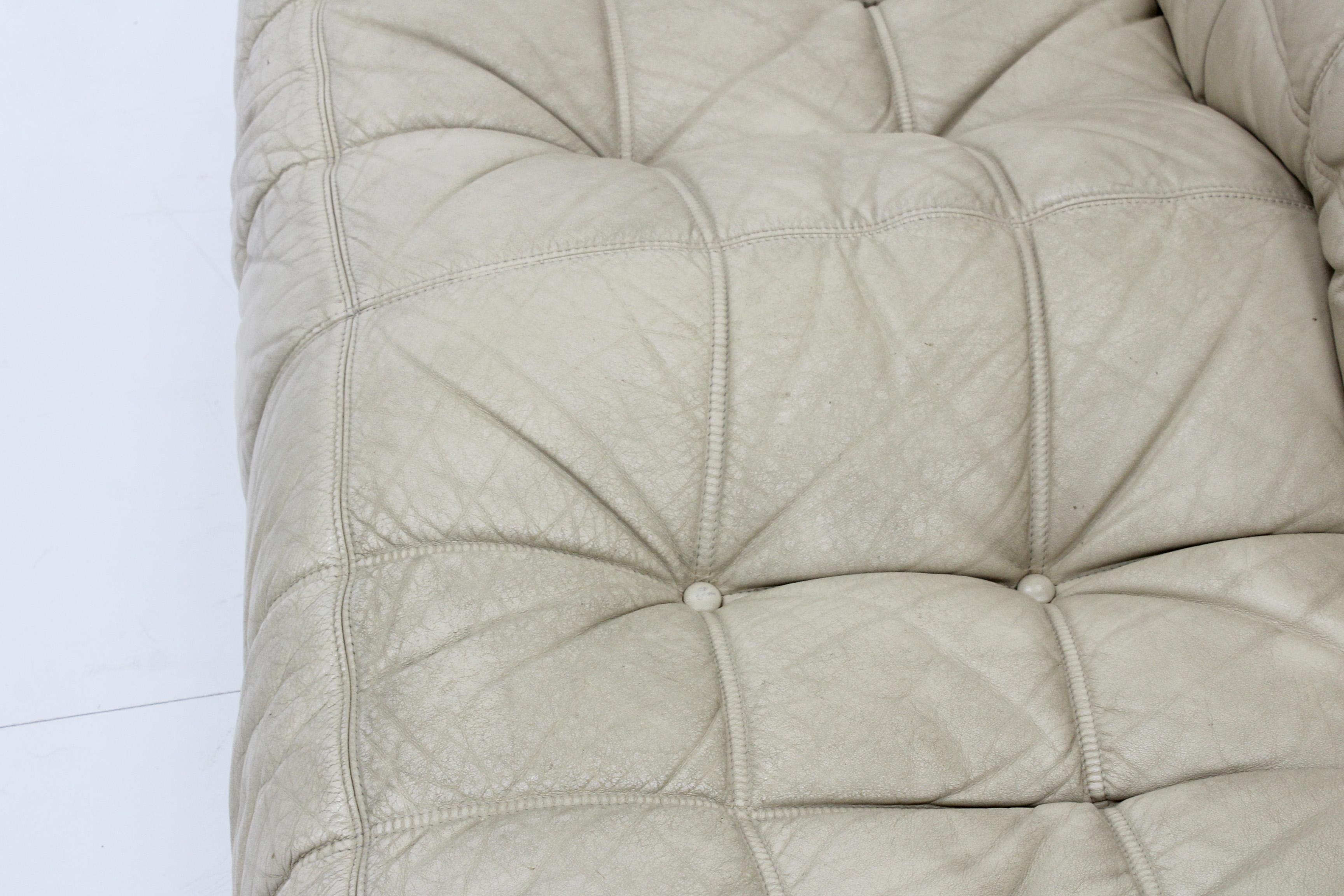 Vintage leather Kashima sofa Ligne Roset by Michel Ducaroy 4