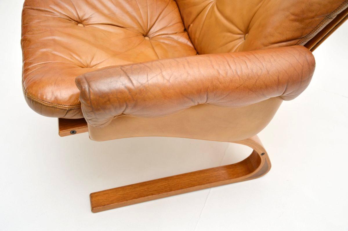 Vintage Leather Kengu Armchair by Elsa and Nordahl Solheim for Rykken For Sale 4