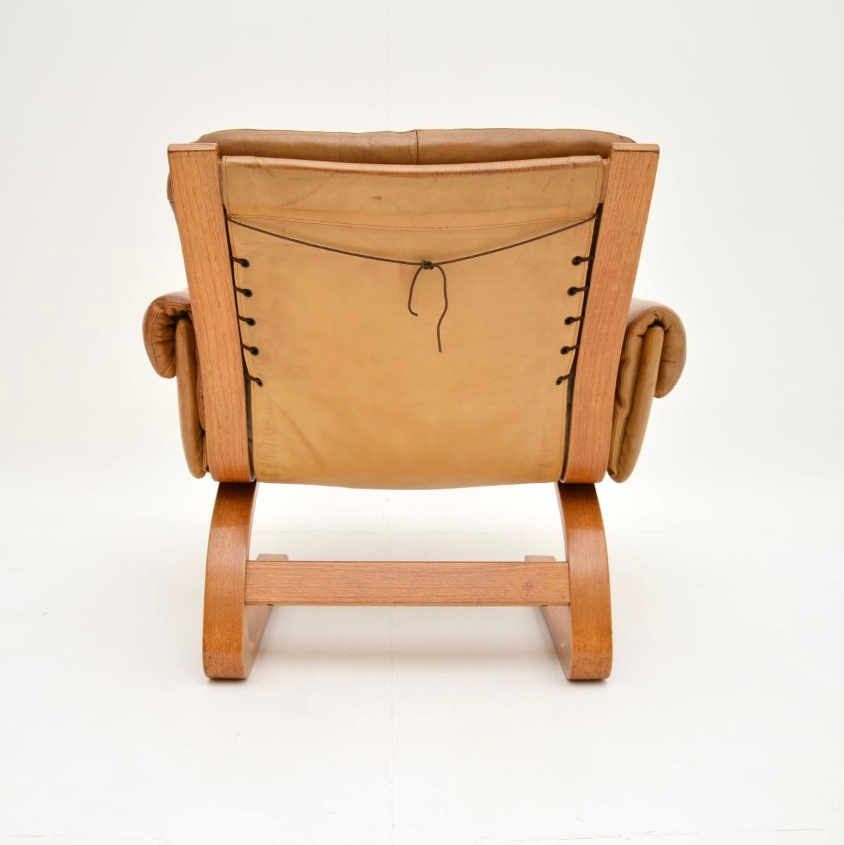 Vintage Leather Kengu Armchair by Elsa and Nordahl Solheim for Rykken For Sale 1