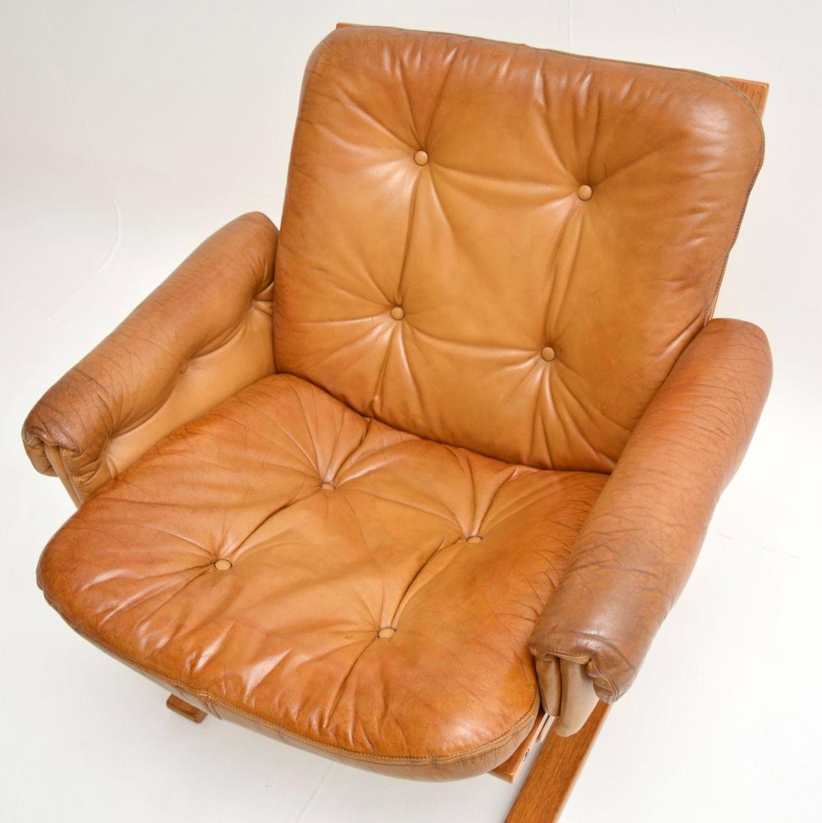 Vintage Leather Kengu Armchair by Elsa and Nordahl Solheim for Rykken For Sale 2