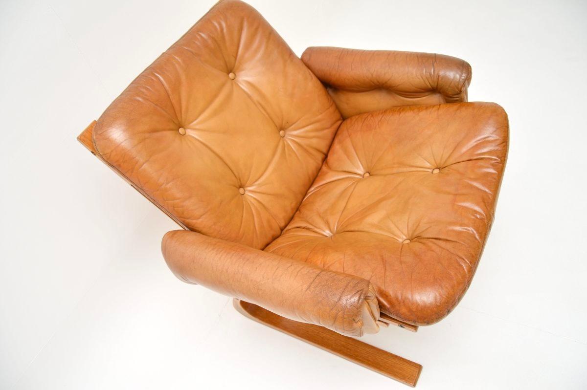 Late 20th Century Vintage Leather Kengu Armchair by Elsa and Nordahl Solheim for Rykken