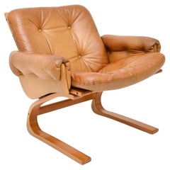 Vintage Leather Kengu Armchair by Elsa and Nordahl Solheim for Rykken