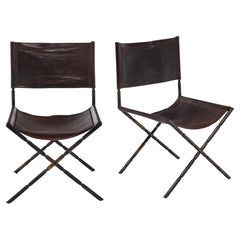 Grandes chaises d'appoint en cuir vintage