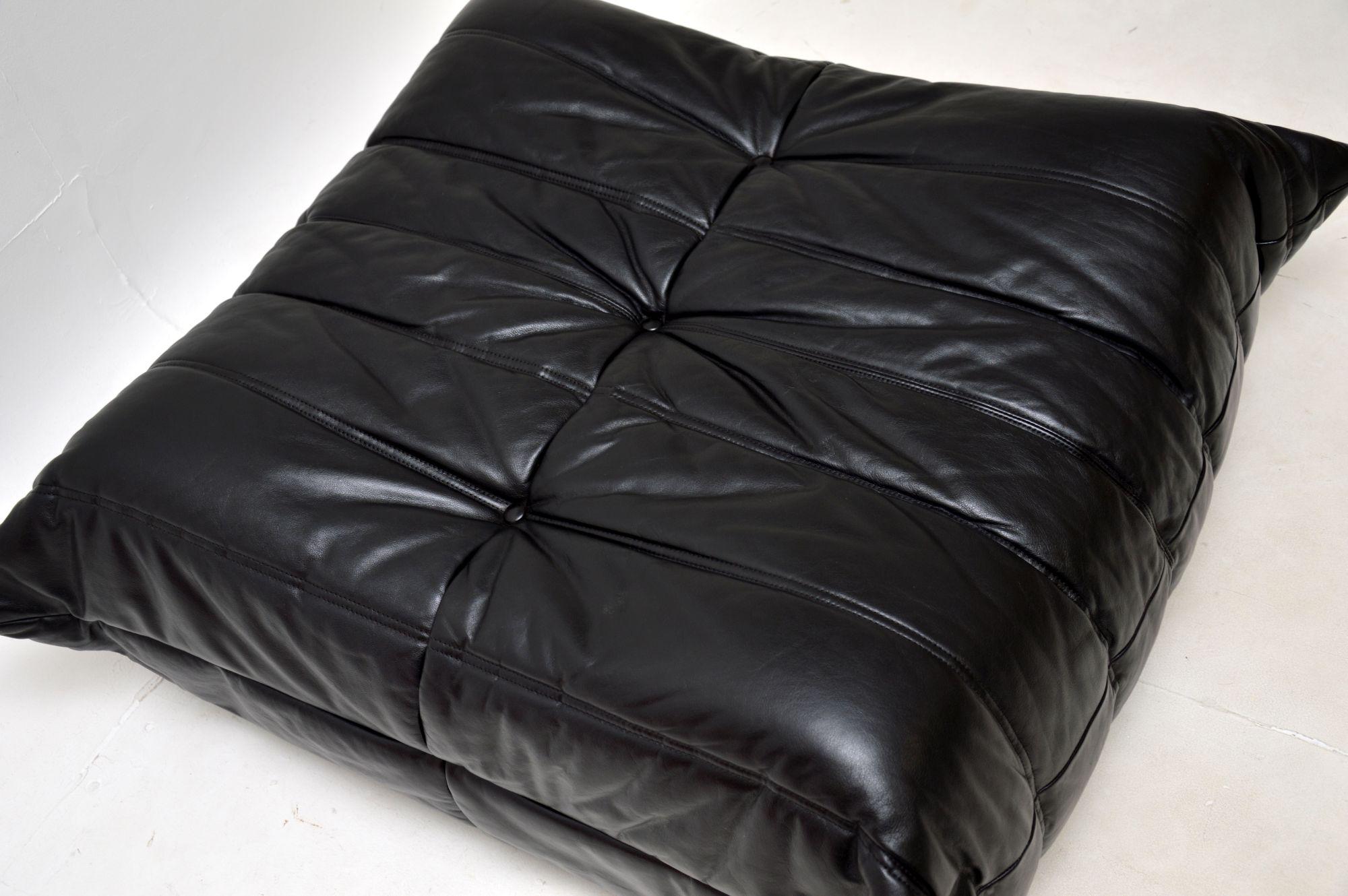 Vintage Leather Ligne Roset Togo Stool In Good Condition In London, GB