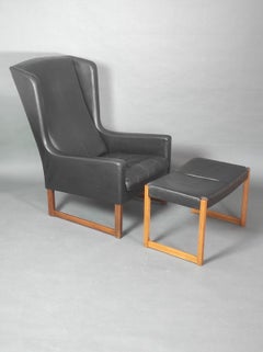 Sedia Longue in pelle vintage di Rudolf B. Glatzel per Alfred Kill 1960s