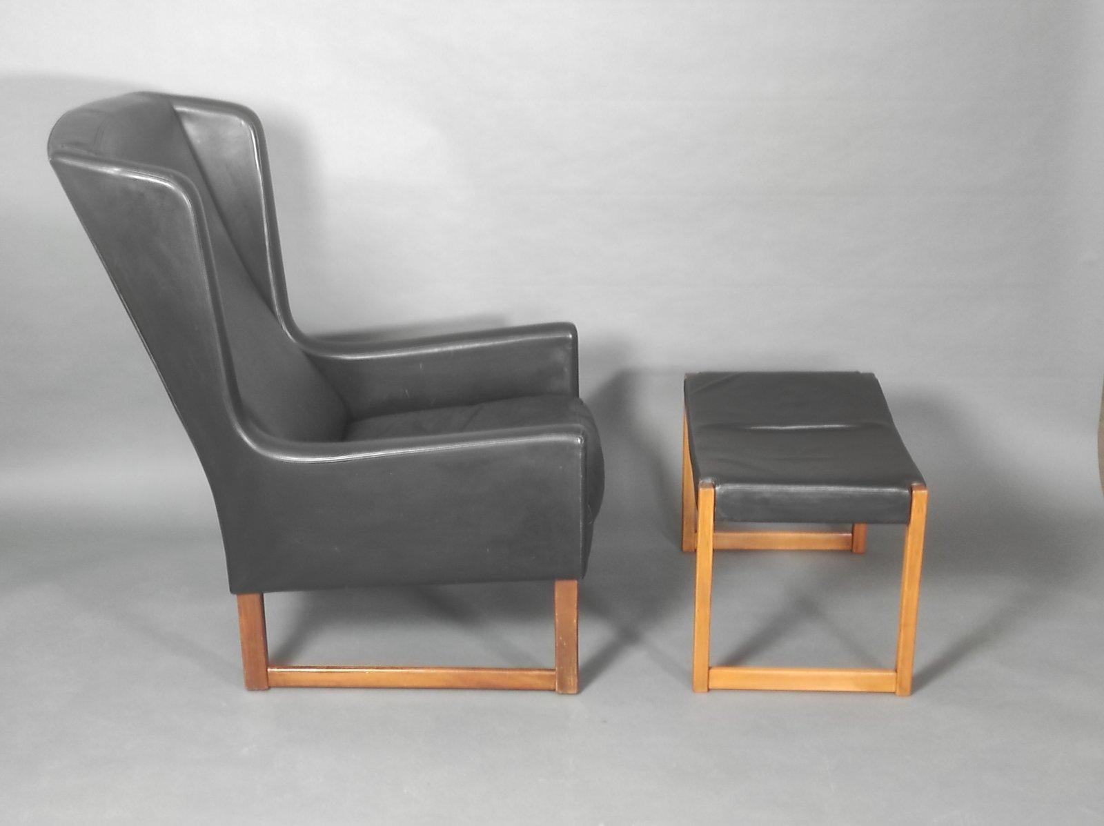 Mid-Century Modern Vintage Leather Longue Chair By Rudolf B. Glatzel for Alfred Kill 1960s For Sale