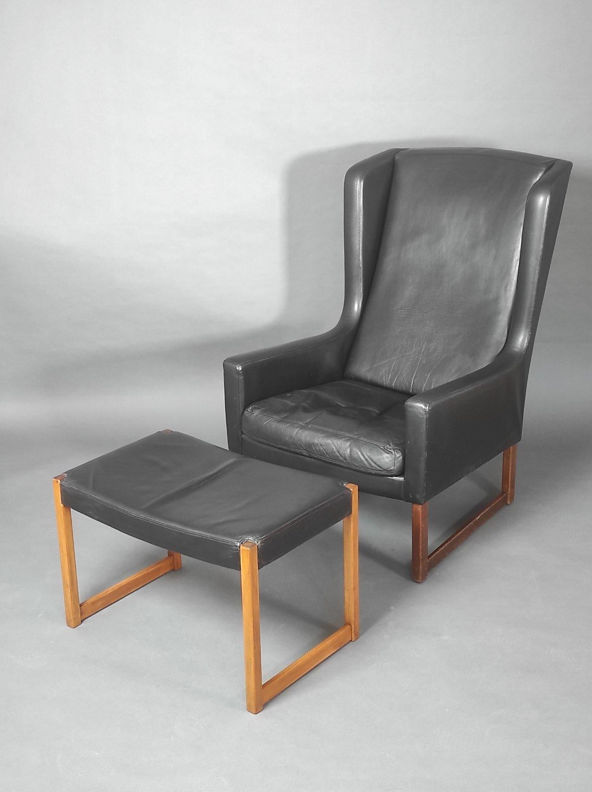Vintage Leather Longue Chair By Rudolf B. Glatzel for Alfred Kill 1960s For Sale 2
