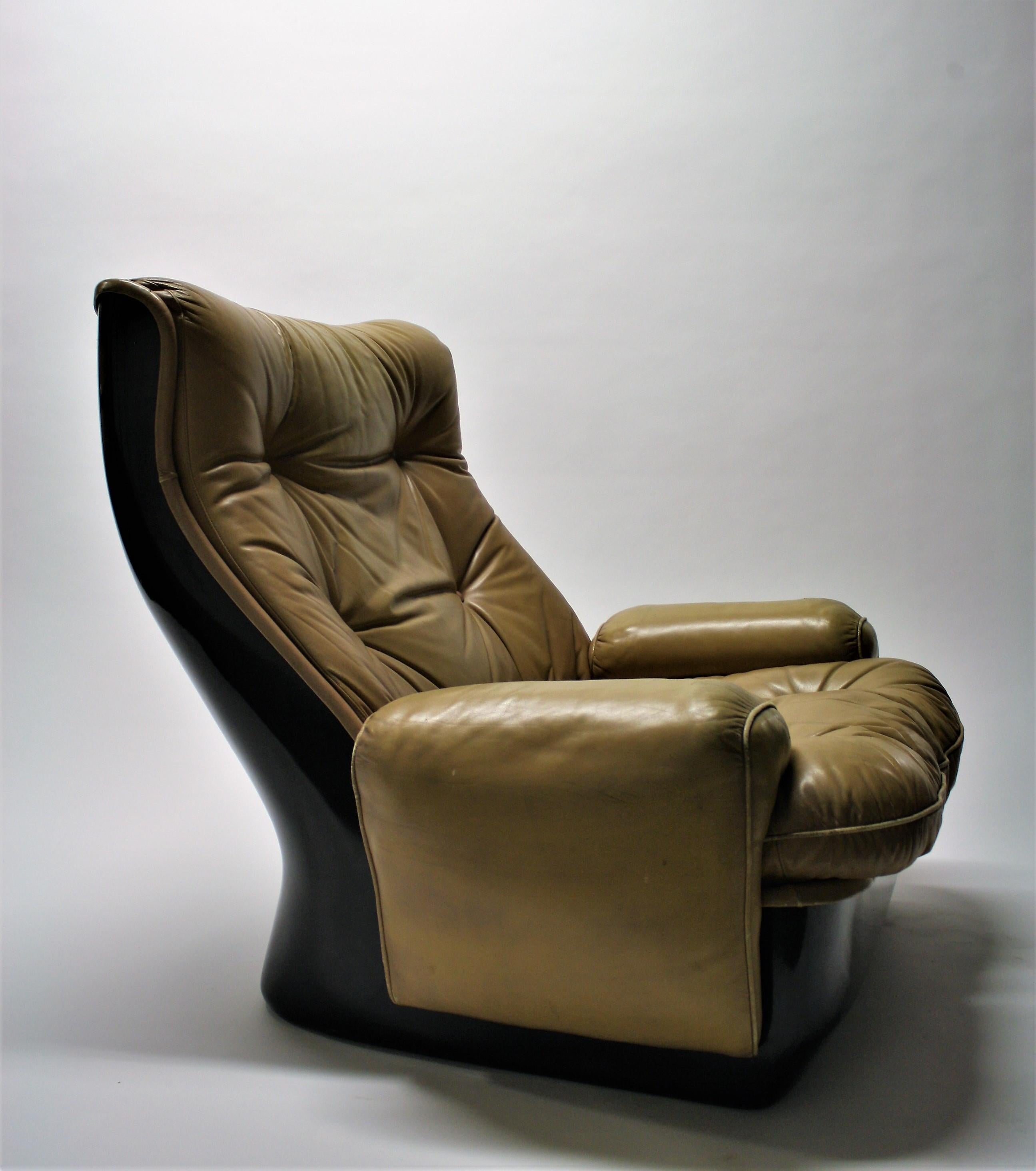 Vintage Leather Lounge Chair by Airborne International, 1970s In Excellent Condition In HEVERLEE, BE