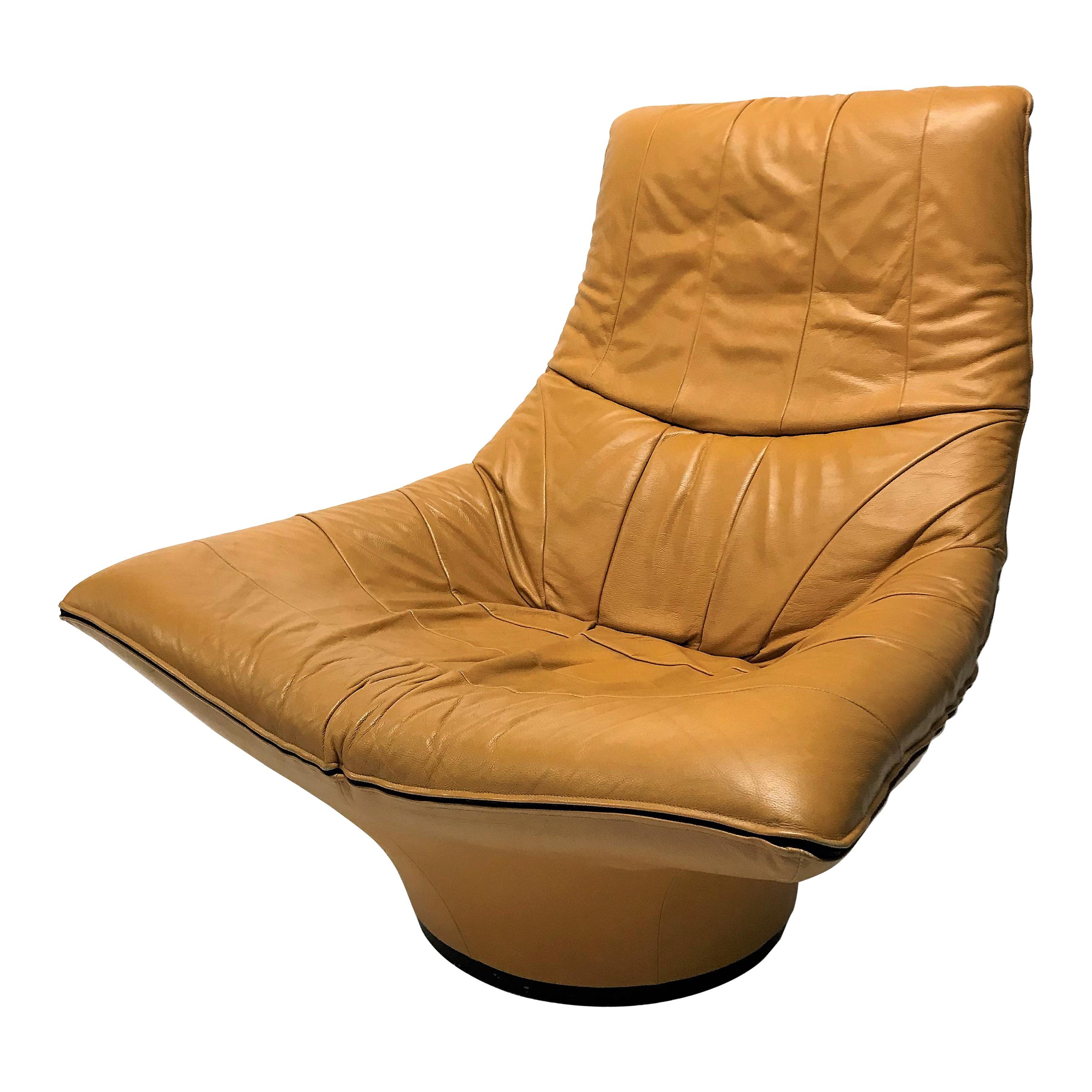 Vintage Leather Lounge Chair by Gerard Van Den Berg, 1970s