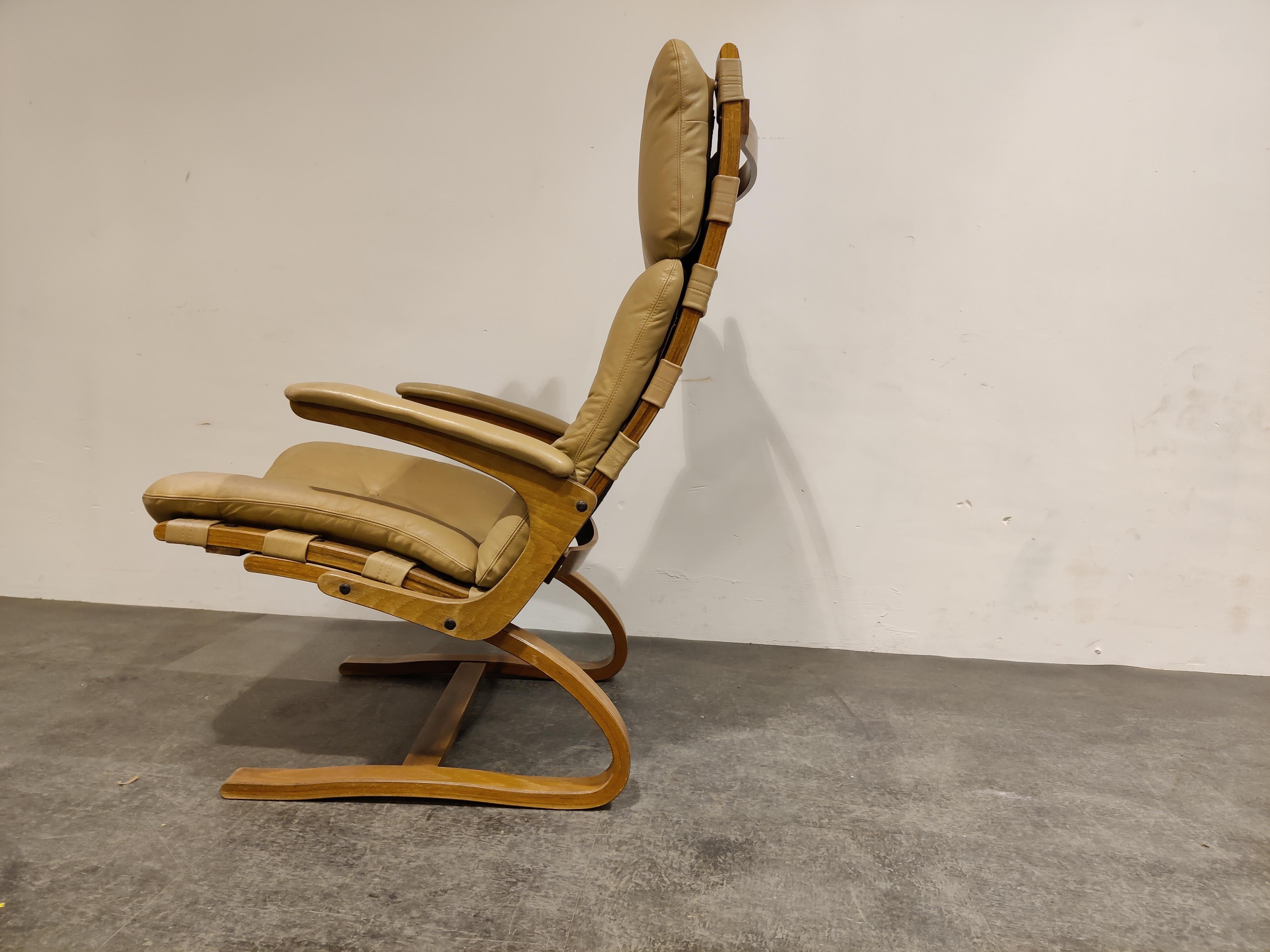 Late 20th Century Vintage Leather Lounge Chair by Ingmar Relling, 1970s