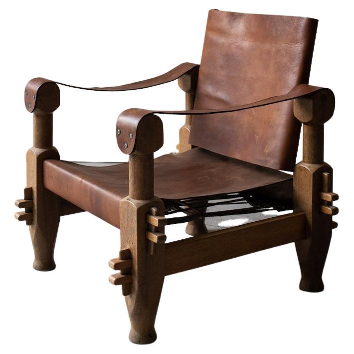 Vintage Leather Lounge Chair From Brazil, Circa 1960 For Sale