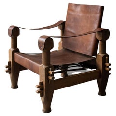 Fauteuil de salon en cuir vintage du Brésil, vers 1960