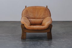 Sillón de cuero vintage de Francia, de alrededor de 1970
