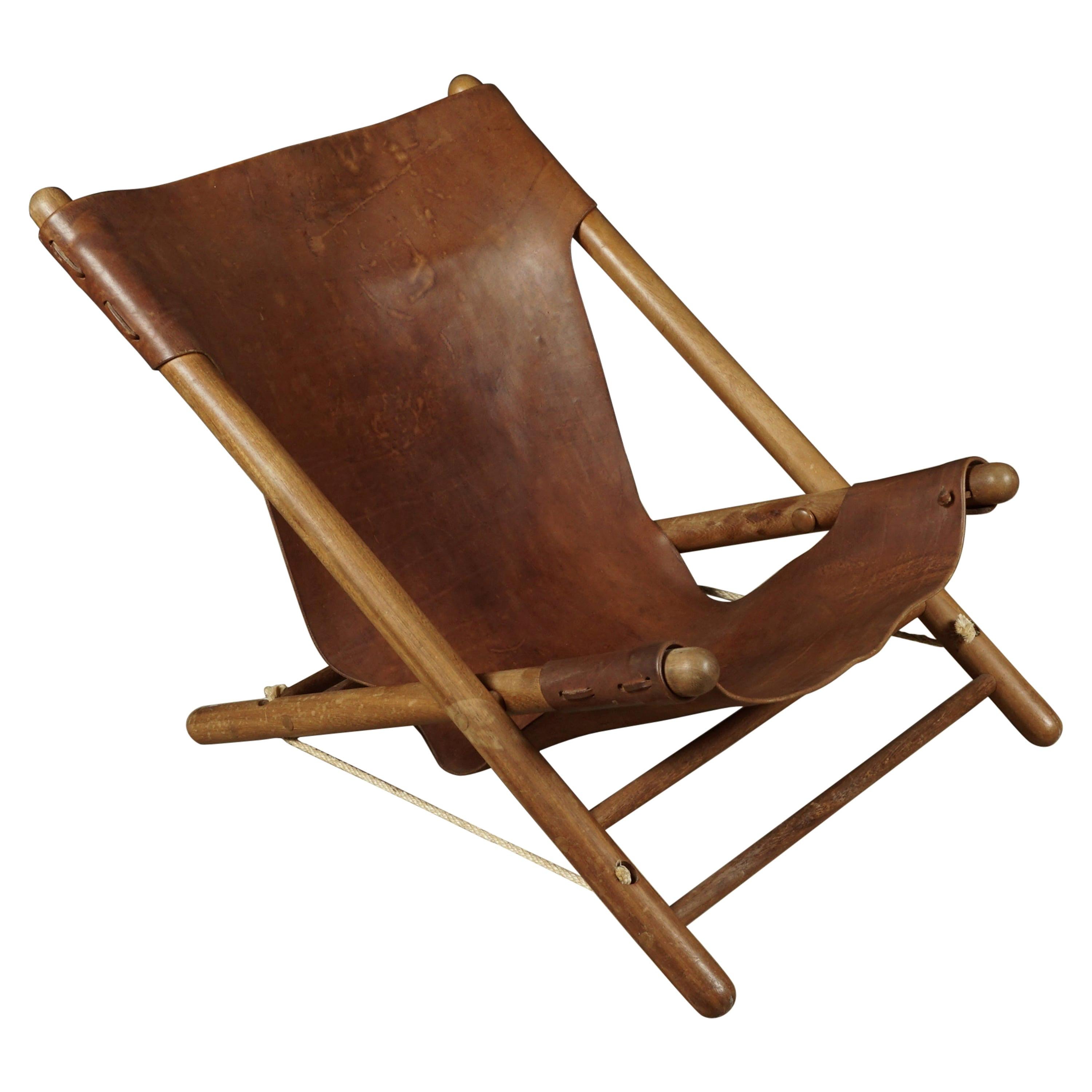Vintage Leather Lounge Chair from France, circa 1970