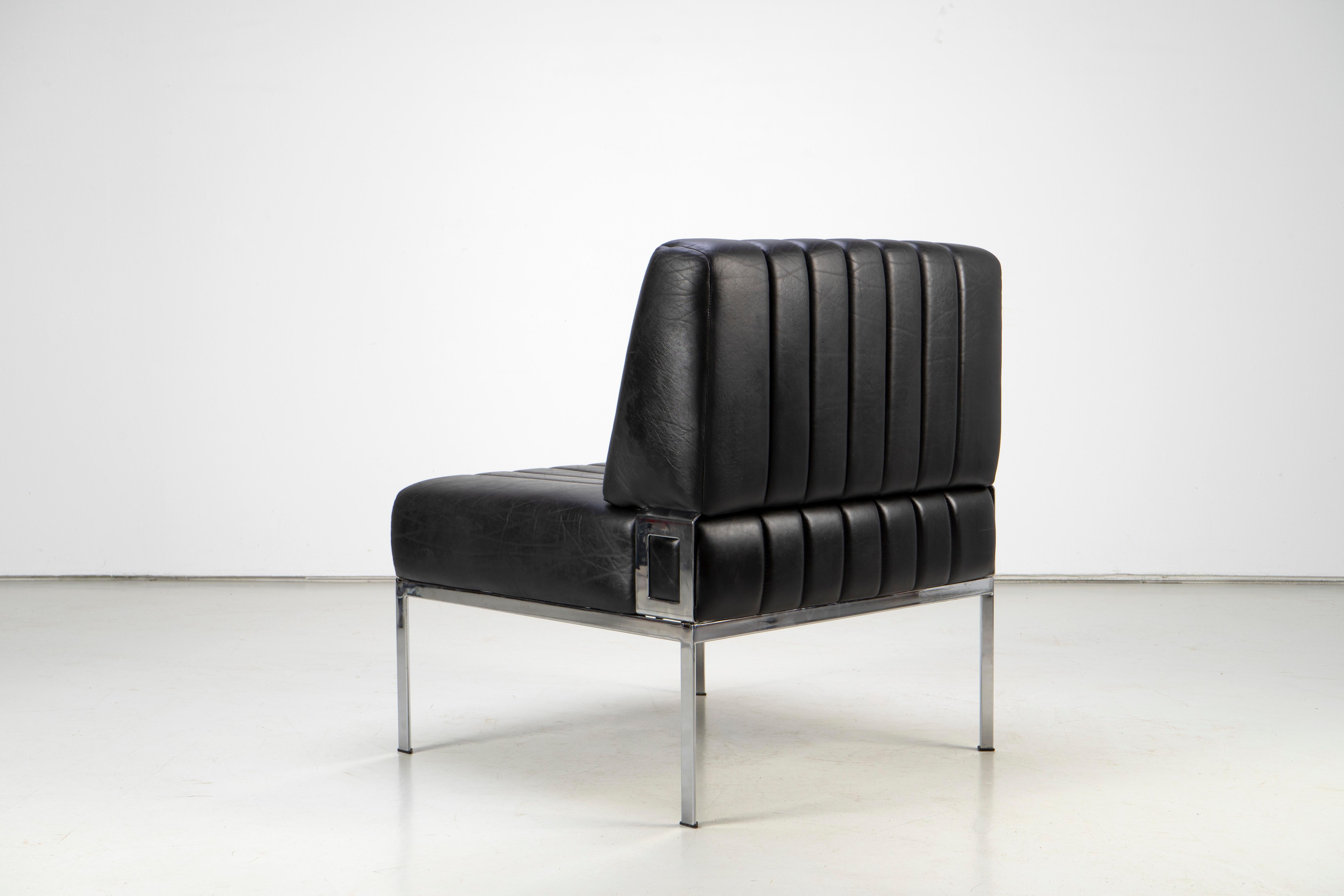 Fauteuils de salon vintage en cuir par Stoll, Allemagne, 1970 5