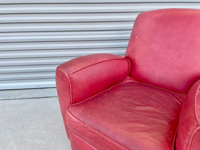 Vintage Leather Lounge Chairs and Ottoman For Sale at 1stDibs
