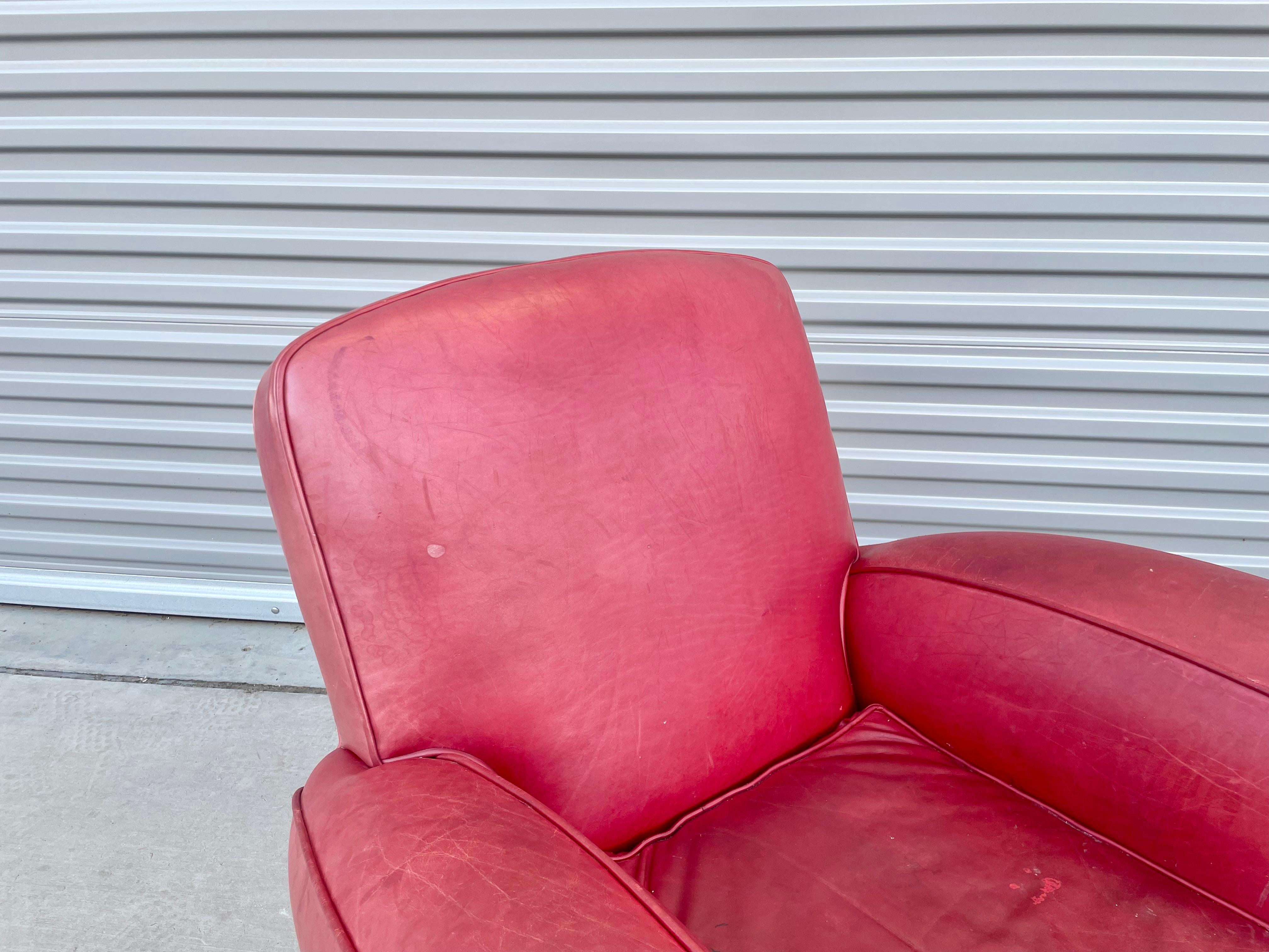 Ensemble de chaises longues et d'ottomans en cuir vintage en vente 6