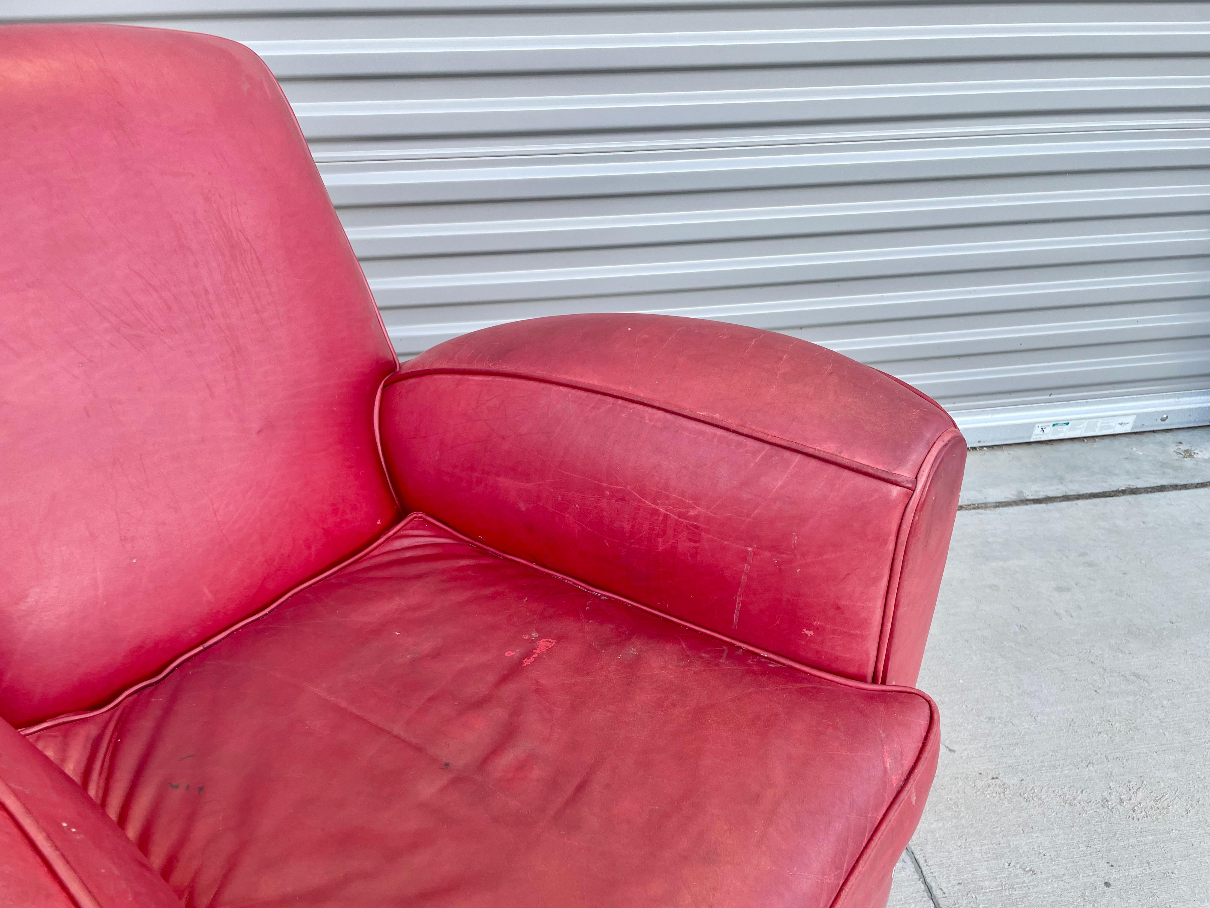 Ensemble de chaises longues et d'ottomans en cuir vintage en vente 7