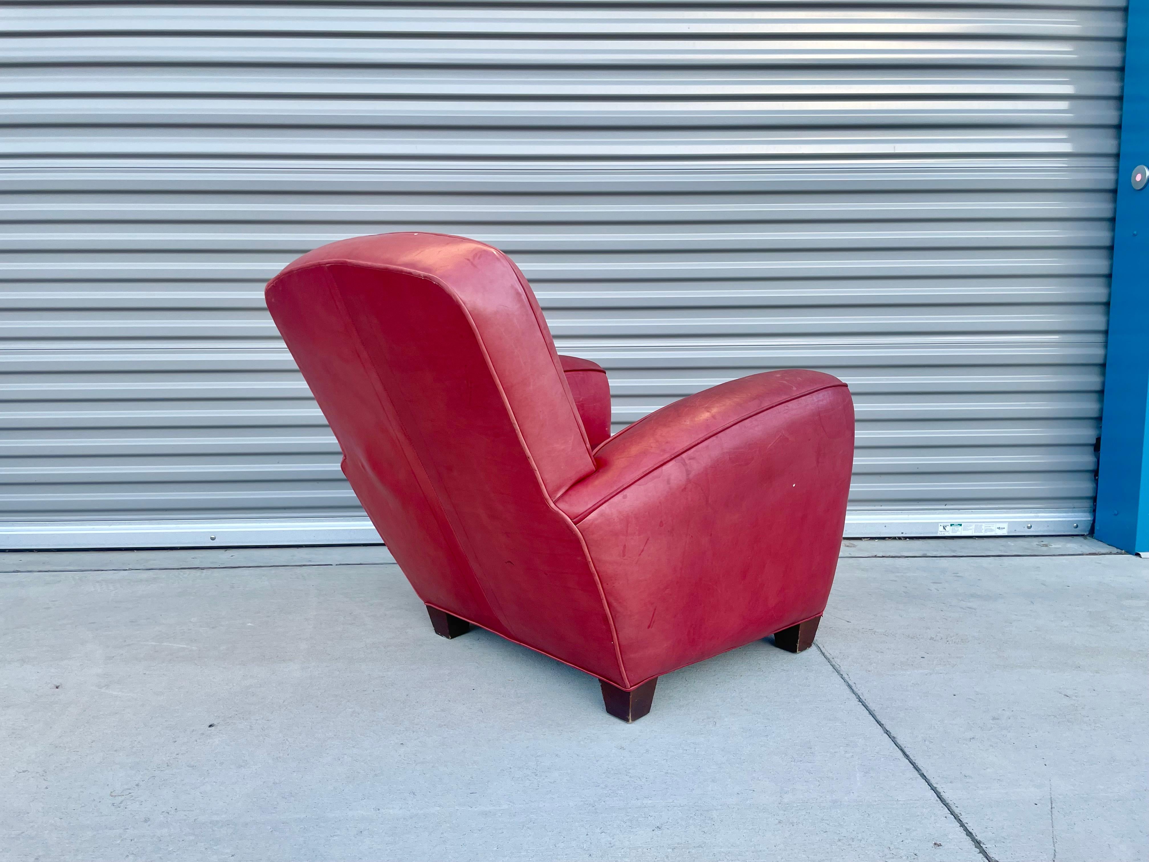 Ensemble de chaises longues et d'ottomans en cuir vintage en vente 2