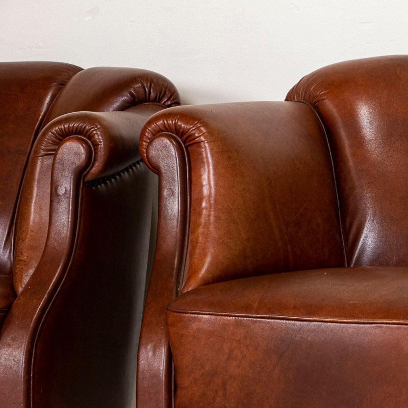 Vintage Leather Loveseat and Pair of Club Chairs, Set of 3 6
