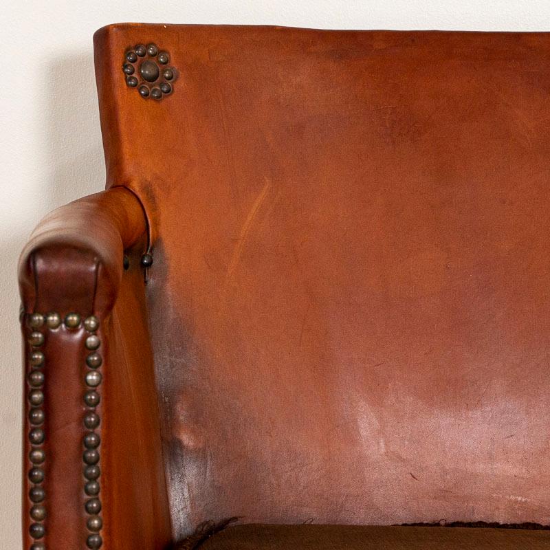 20th Century Vintage Leather Small Sofa and Pair of Club Chairs, Set of 3