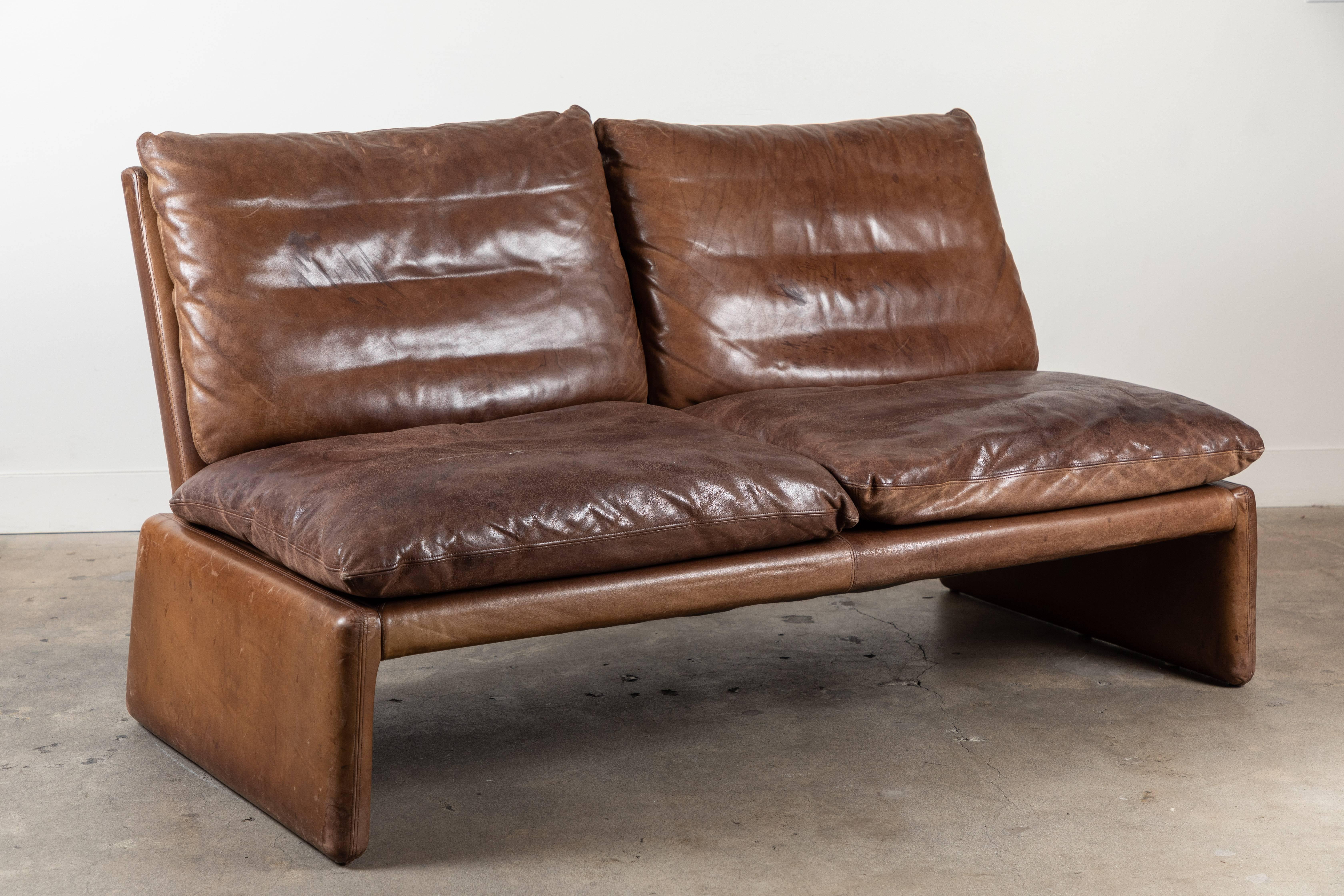 Vintage Leather Loveseat by COR Germany In Excellent Condition In Los Angeles, CA