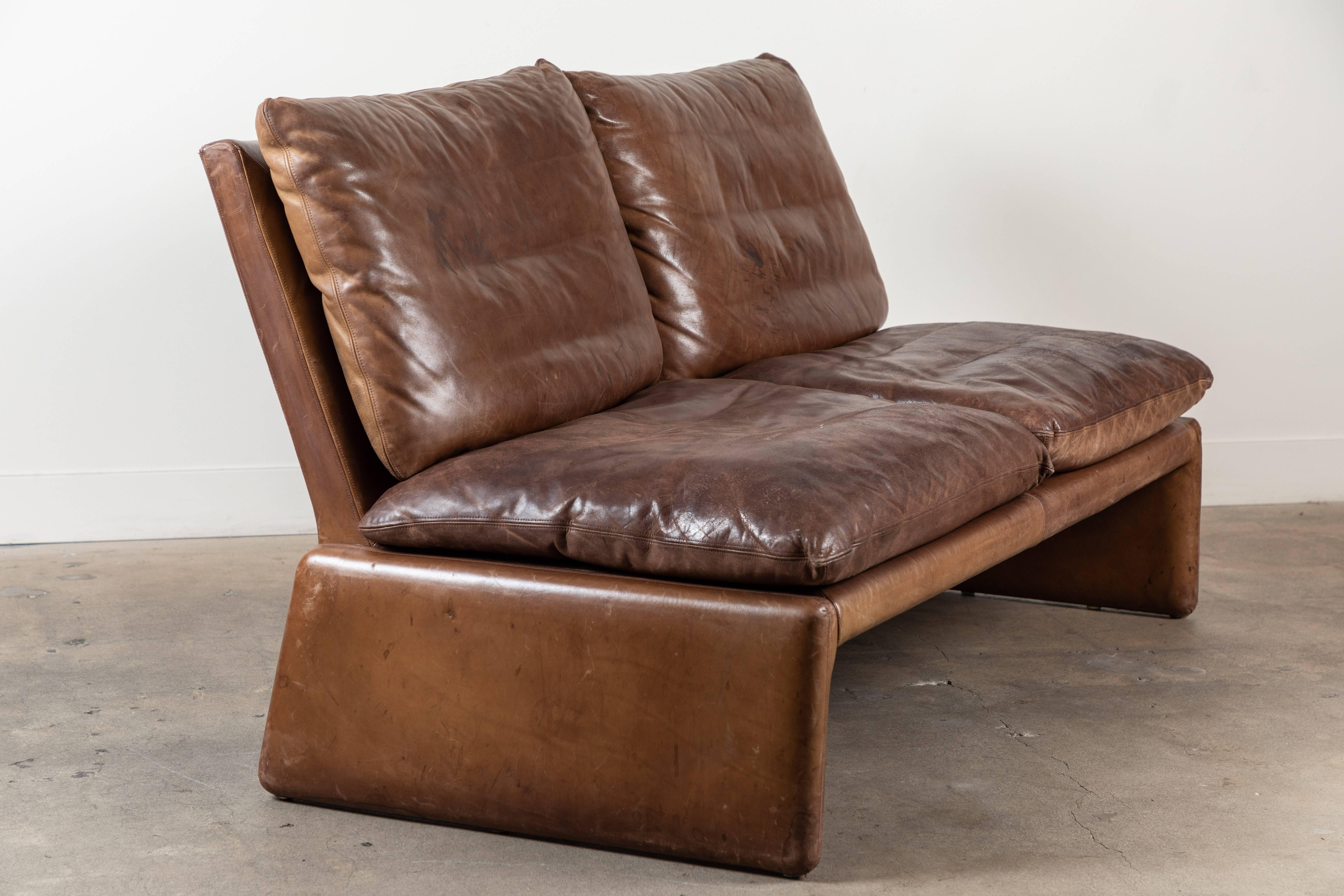 Late 20th Century Vintage Leather Loveseat by COR Germany