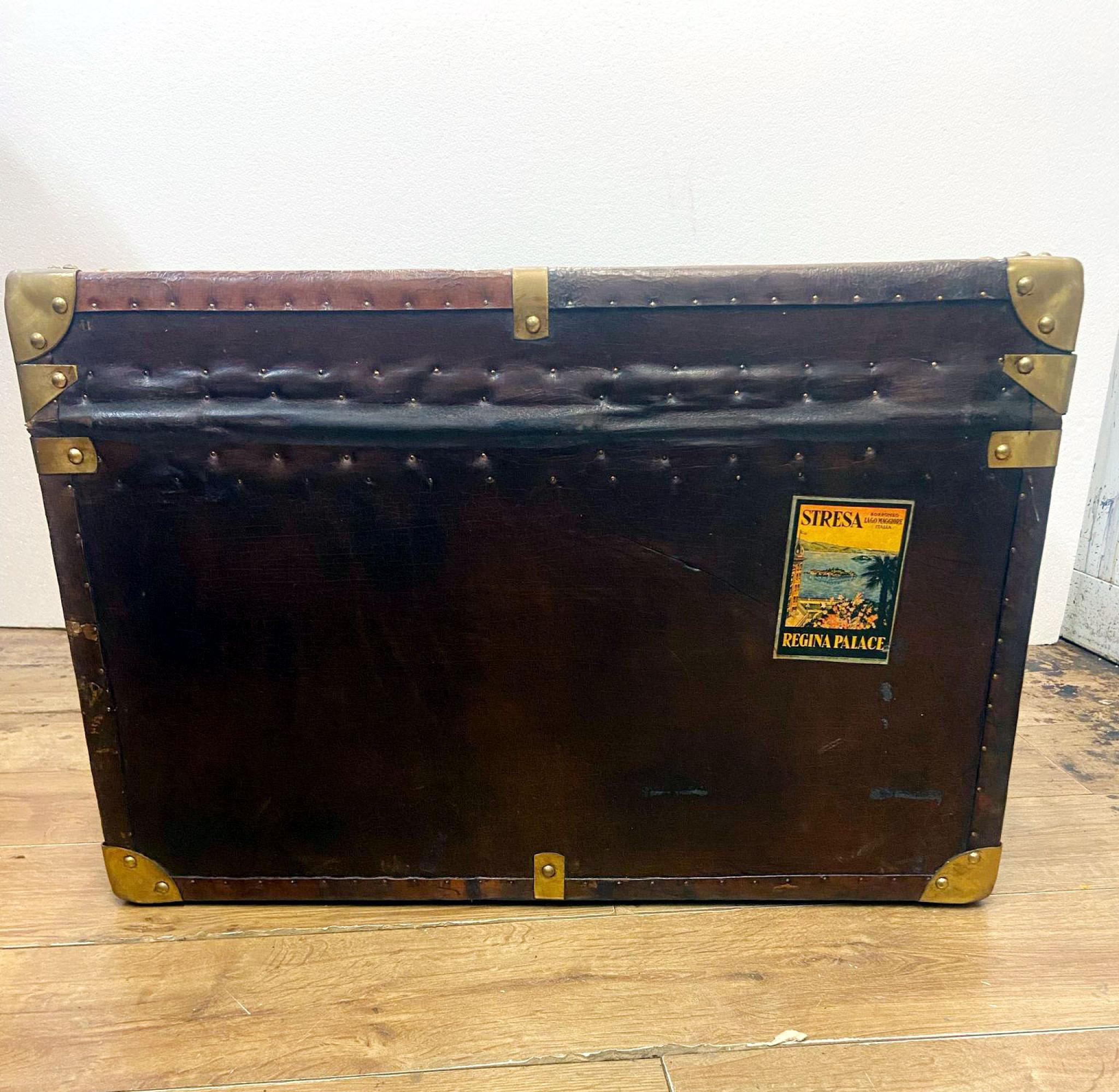 Table basse en cuir pour malle à vapeur Vintage Luggage Case Steamer Trunk Bon état - En vente à Potters Bar, GB