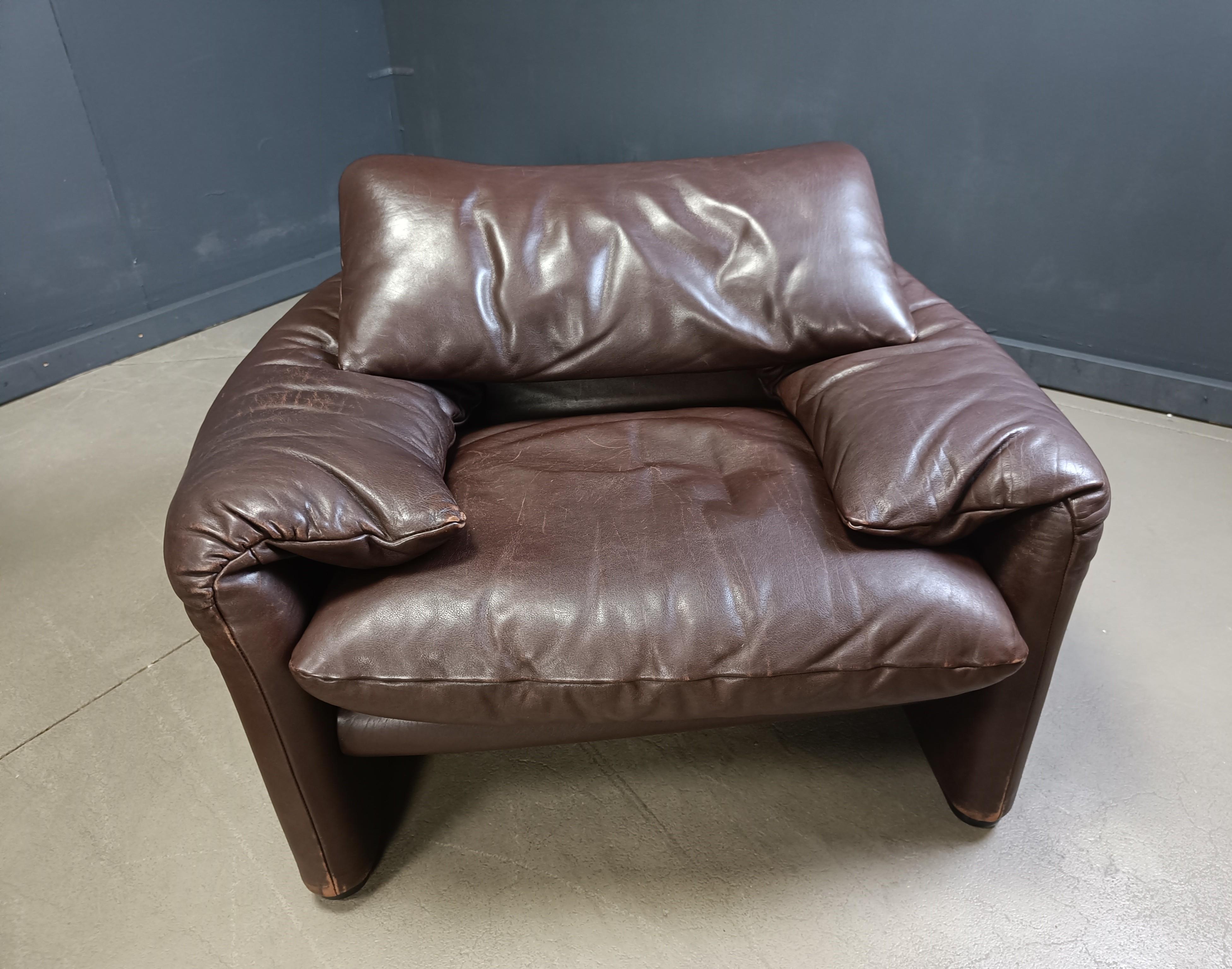 Juego de sofás Maralunga vintage de cuero de Vico Magistretti para Cassina, 1973 en venta 6