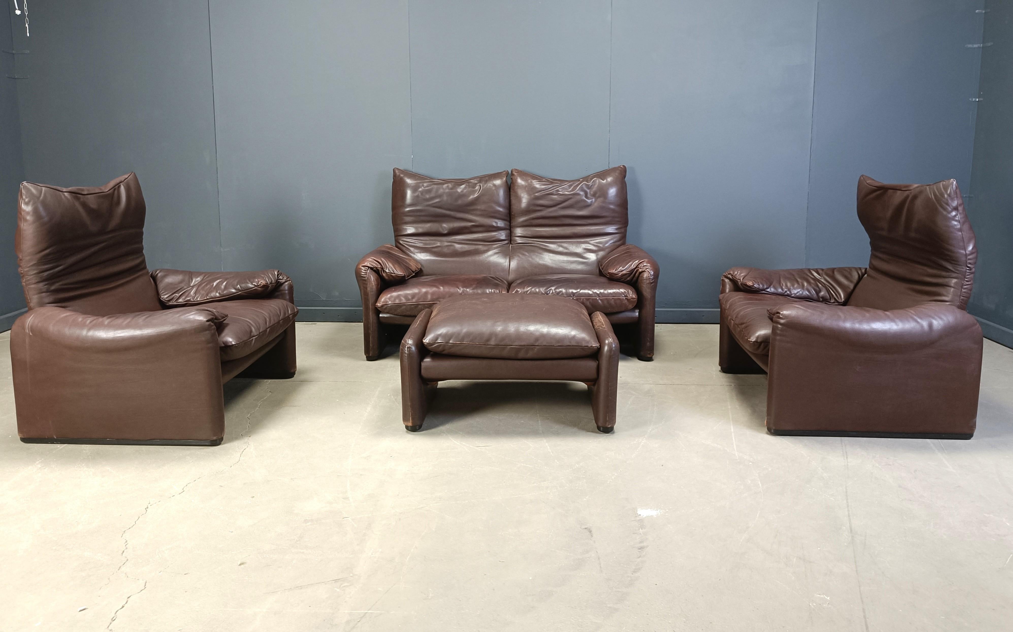 Vintage-Sofa aus Leder im Maralunga-Stil von Vico Magistretti für Cassina, 1973 im Angebot 11