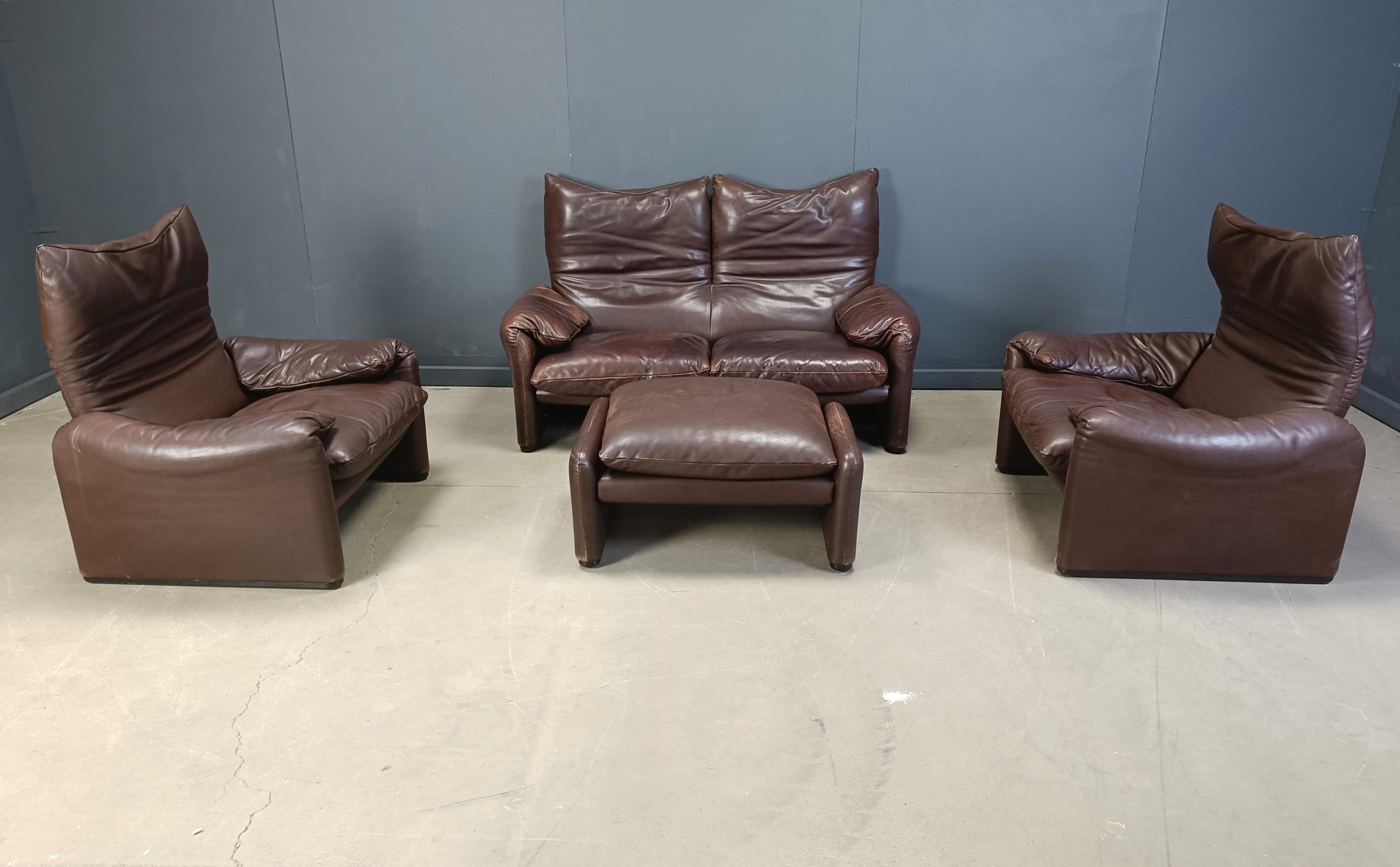 Vintage-Sofa aus Leder im Maralunga-Stil von Vico Magistretti für Cassina, 1973 im Angebot 12