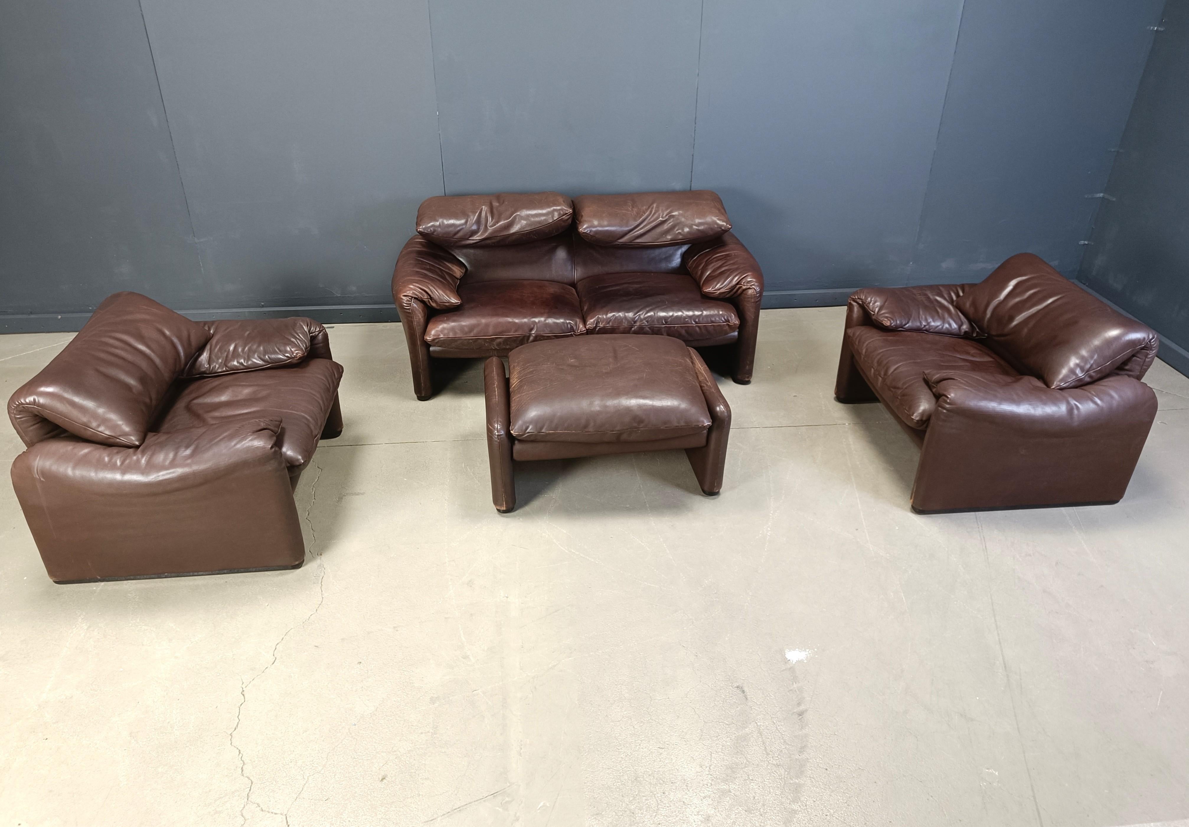 Vintage-Sofa aus Leder im Maralunga-Stil von Vico Magistretti für Cassina, 1973 im Angebot 13