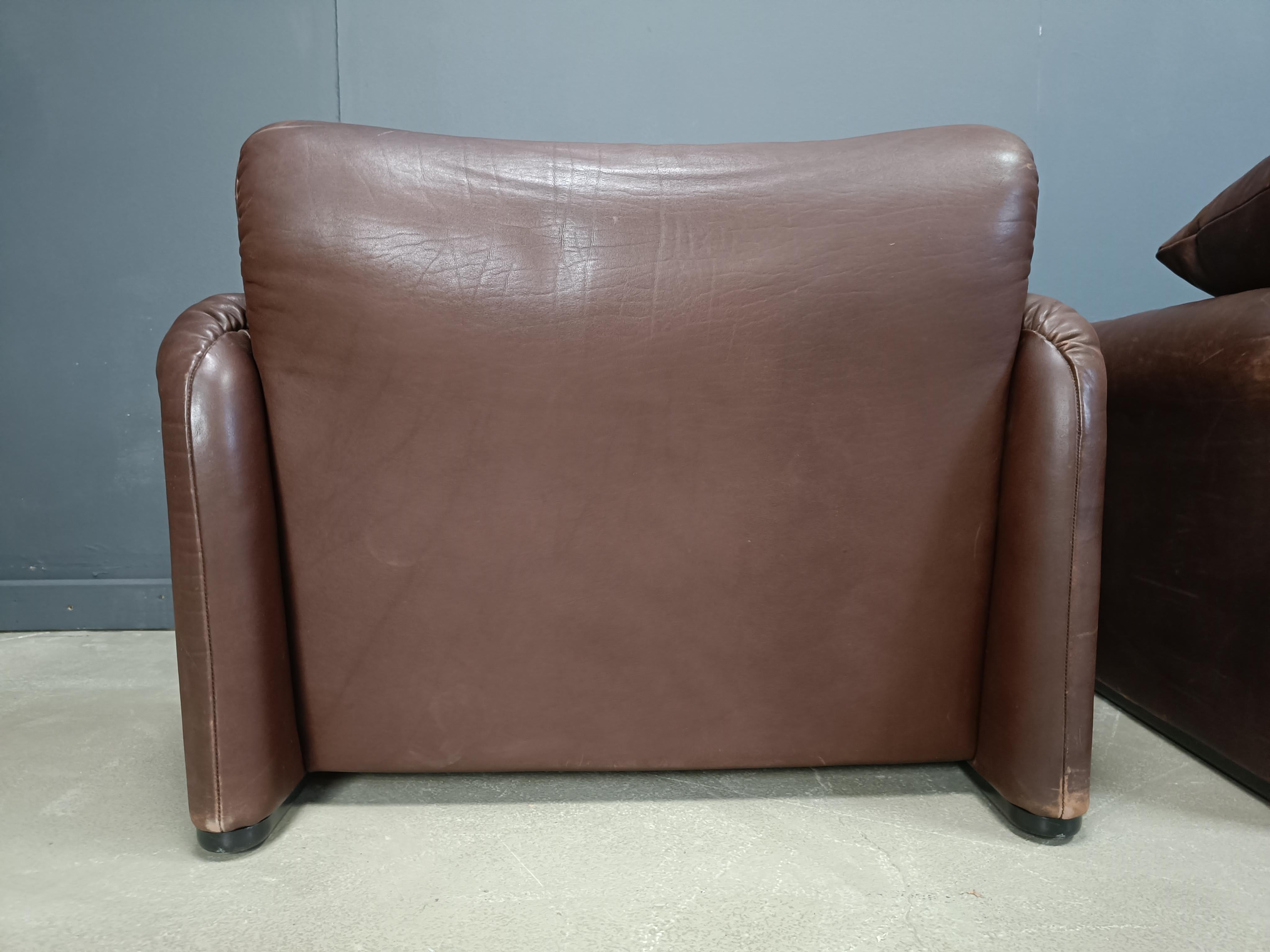 Juego de sofás Maralunga vintage de cuero de Vico Magistretti para Cassina, 1973 Italiano en venta