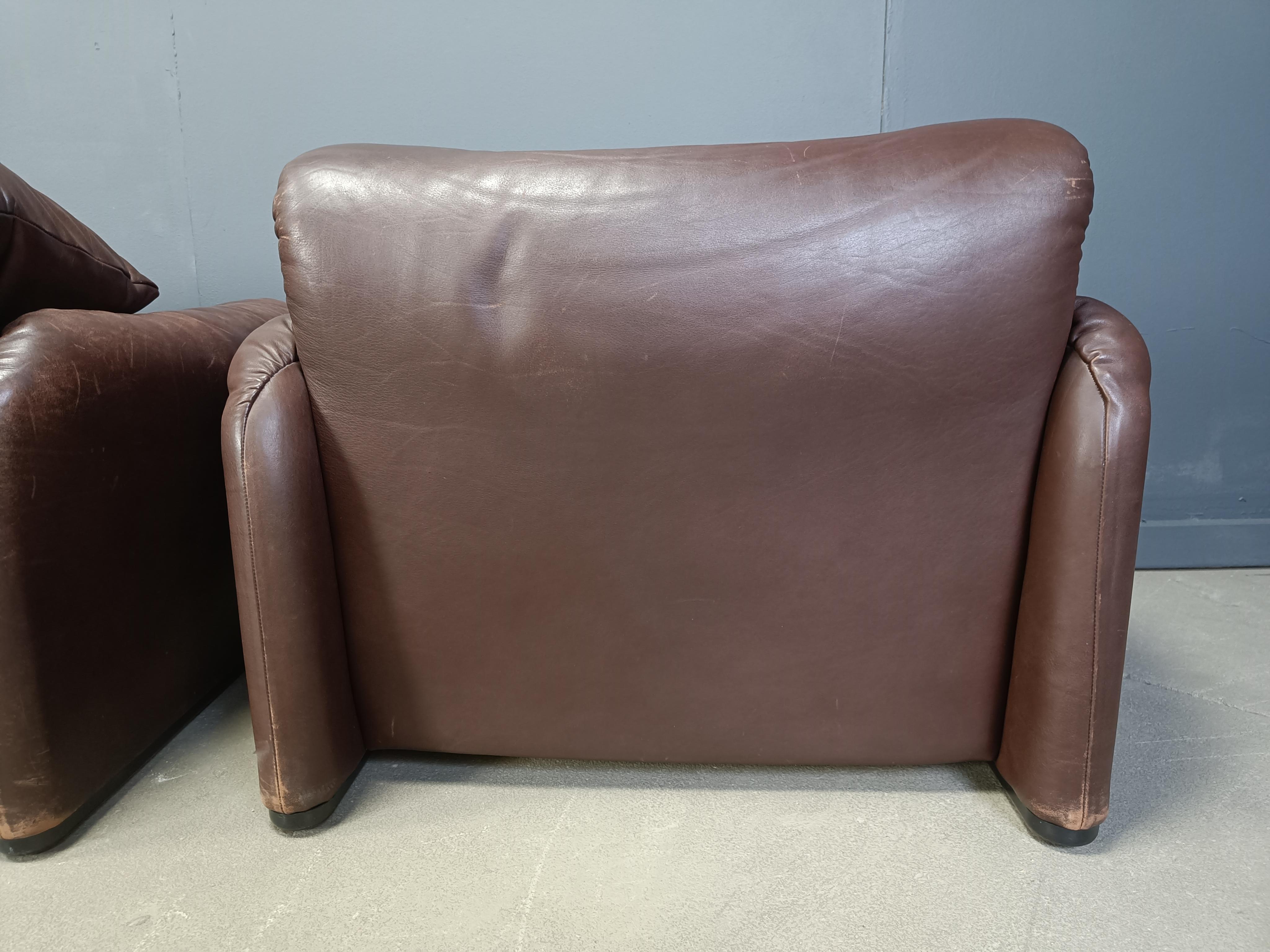 Vintage-Sofa aus Leder im Maralunga-Stil von Vico Magistretti für Cassina, 1973 (Ende des 20. Jahrhunderts) im Angebot