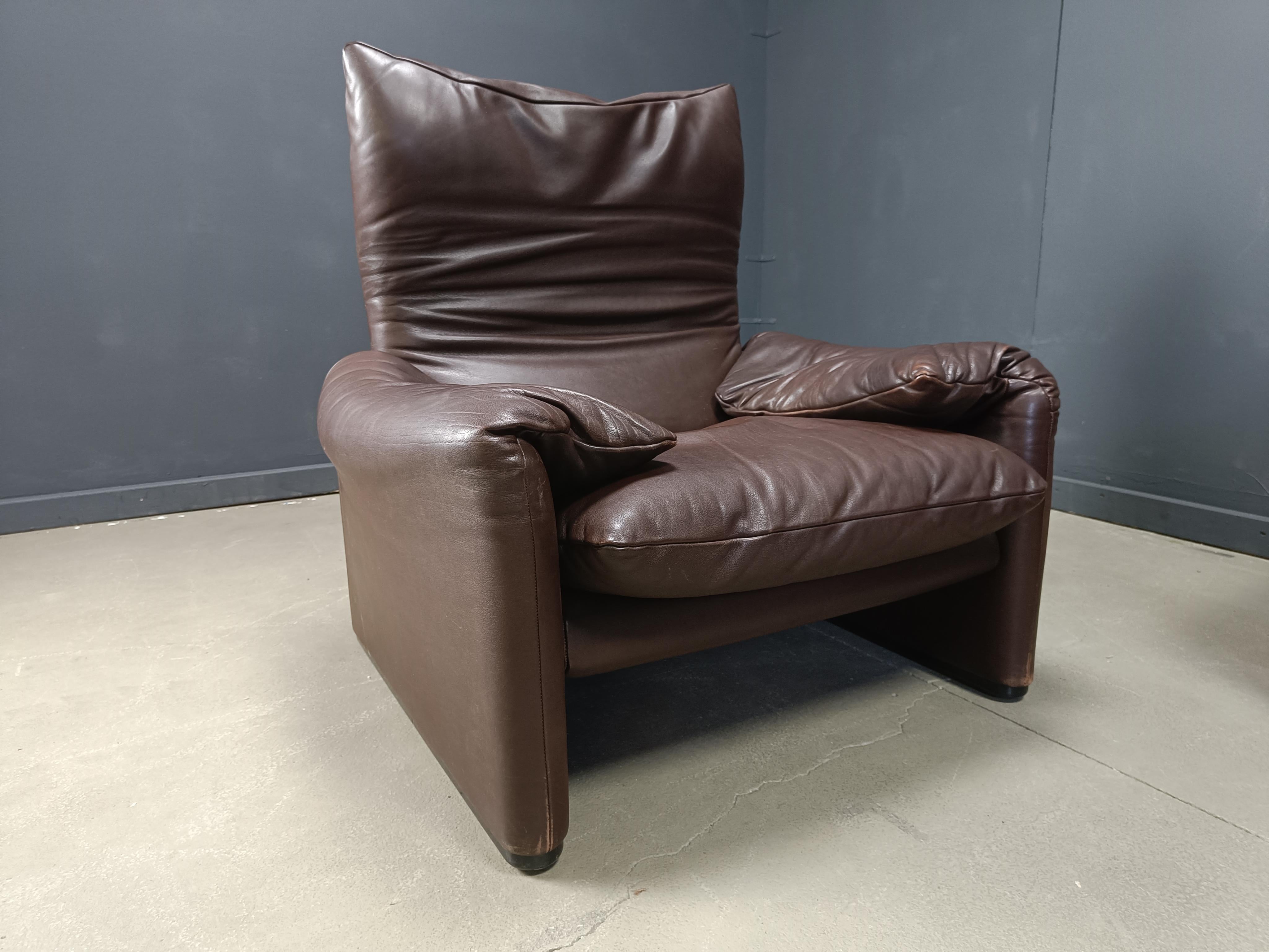 Vintage-Sofa aus Leder im Maralunga-Stil von Vico Magistretti für Cassina, 1973 im Angebot 3