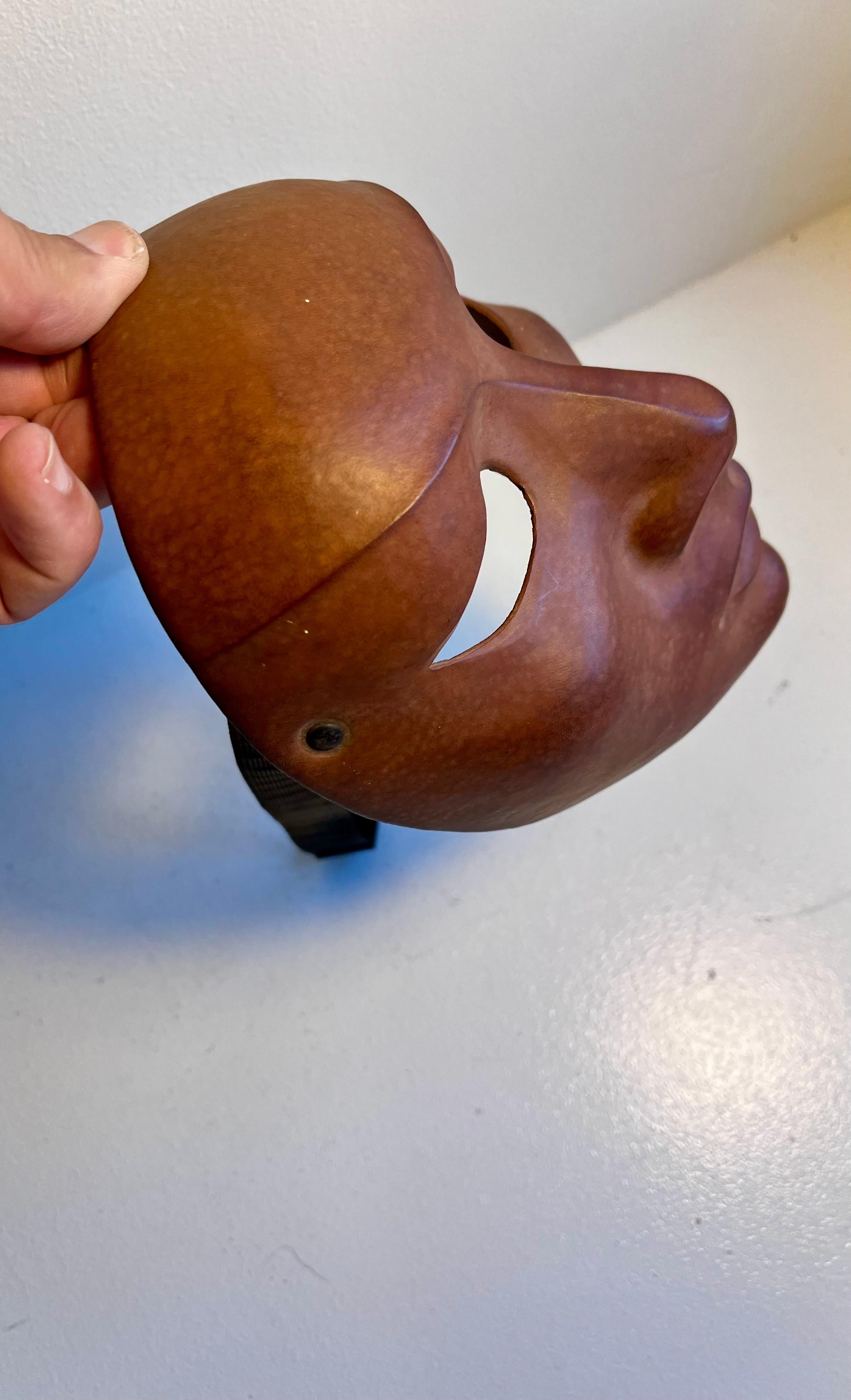 Vintage Leather Mask In Good Condition For Sale In Philadelphia, PA