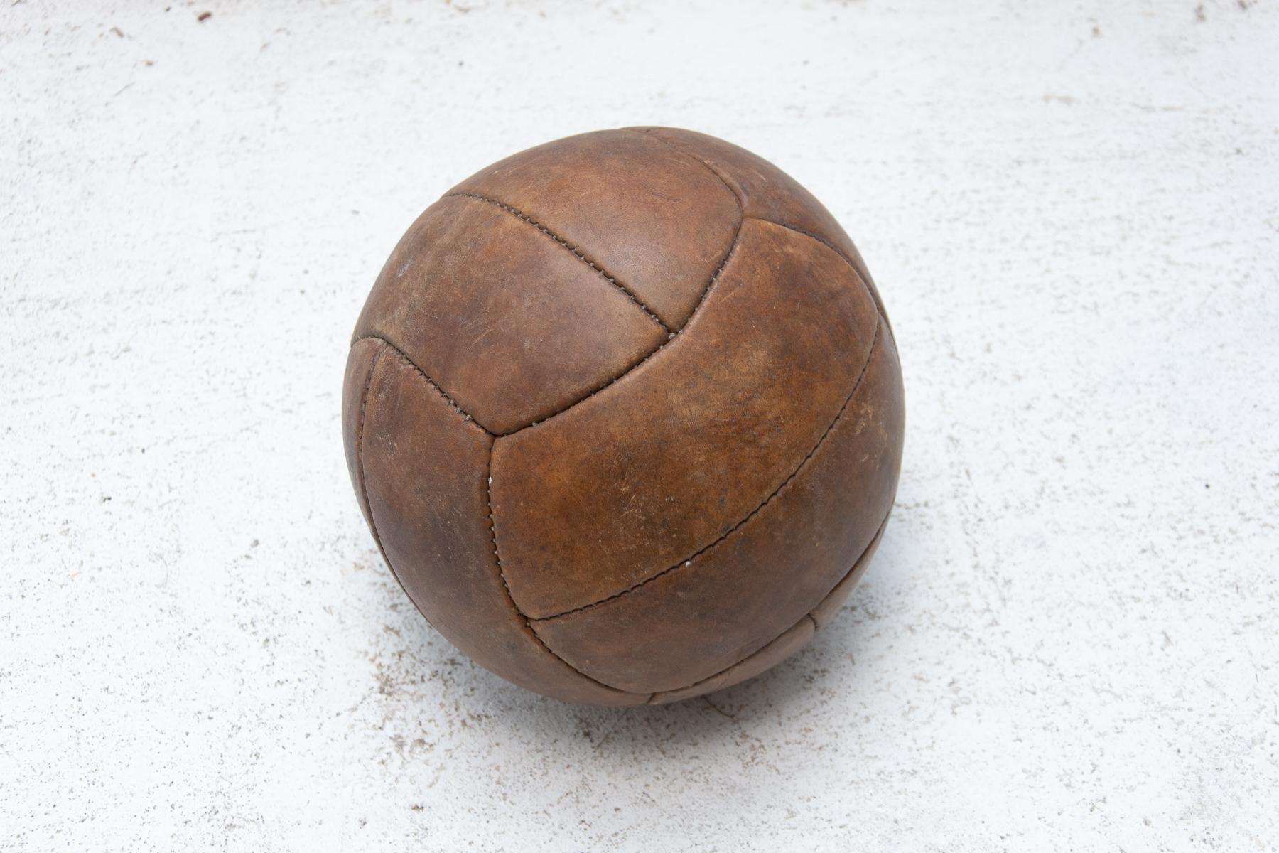 20th Century Vintage Leather Medicine Ball, 1930s, Czechoslovakia